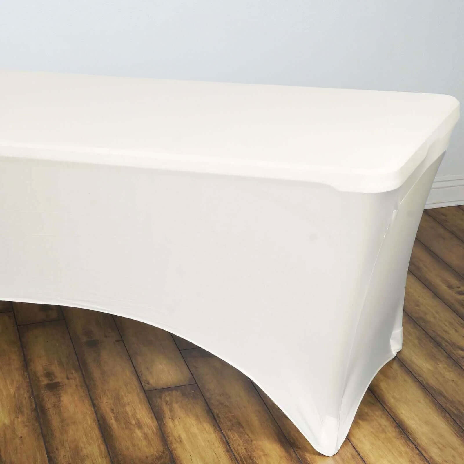 Stretch Spandex 96"x30" Rectangle Table Cover Ivory - Durable Form - Fitting Tablecloth - Linen Luxes