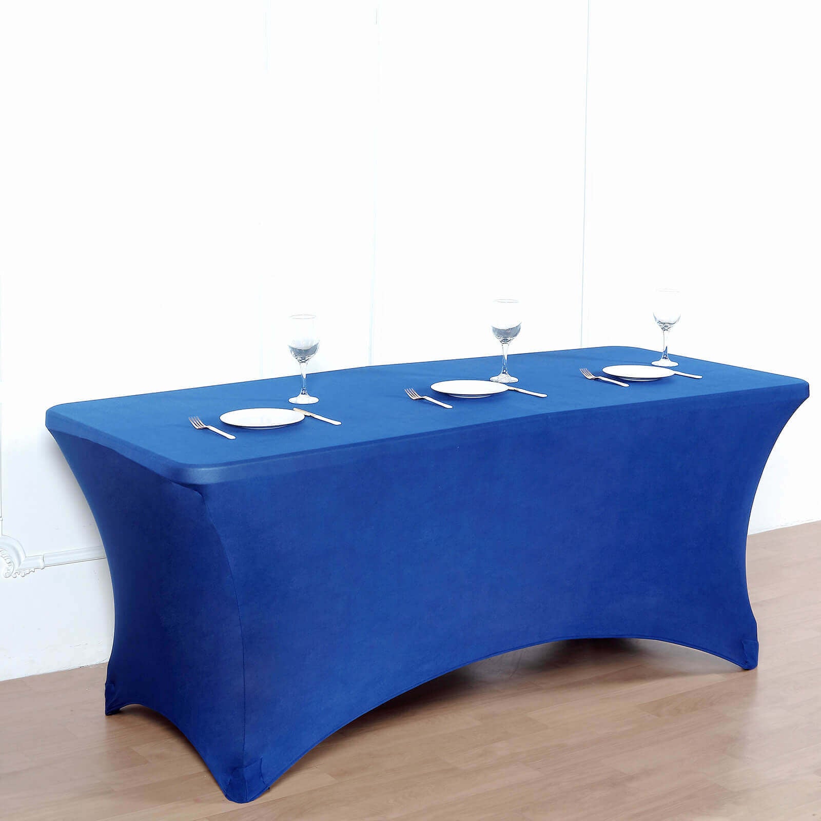 Stretch Spandex 96"x30" Rectangle Table Cover Royal Blue - Durable Form - Fitting Tablecloth - Linen Luxes