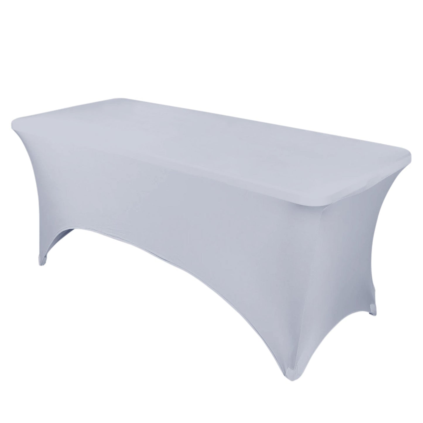 Stretch Spandex 96"x30" Rectangle Table Cover Silver - Durable Form - Fitting Tablecloth - Linen Luxes