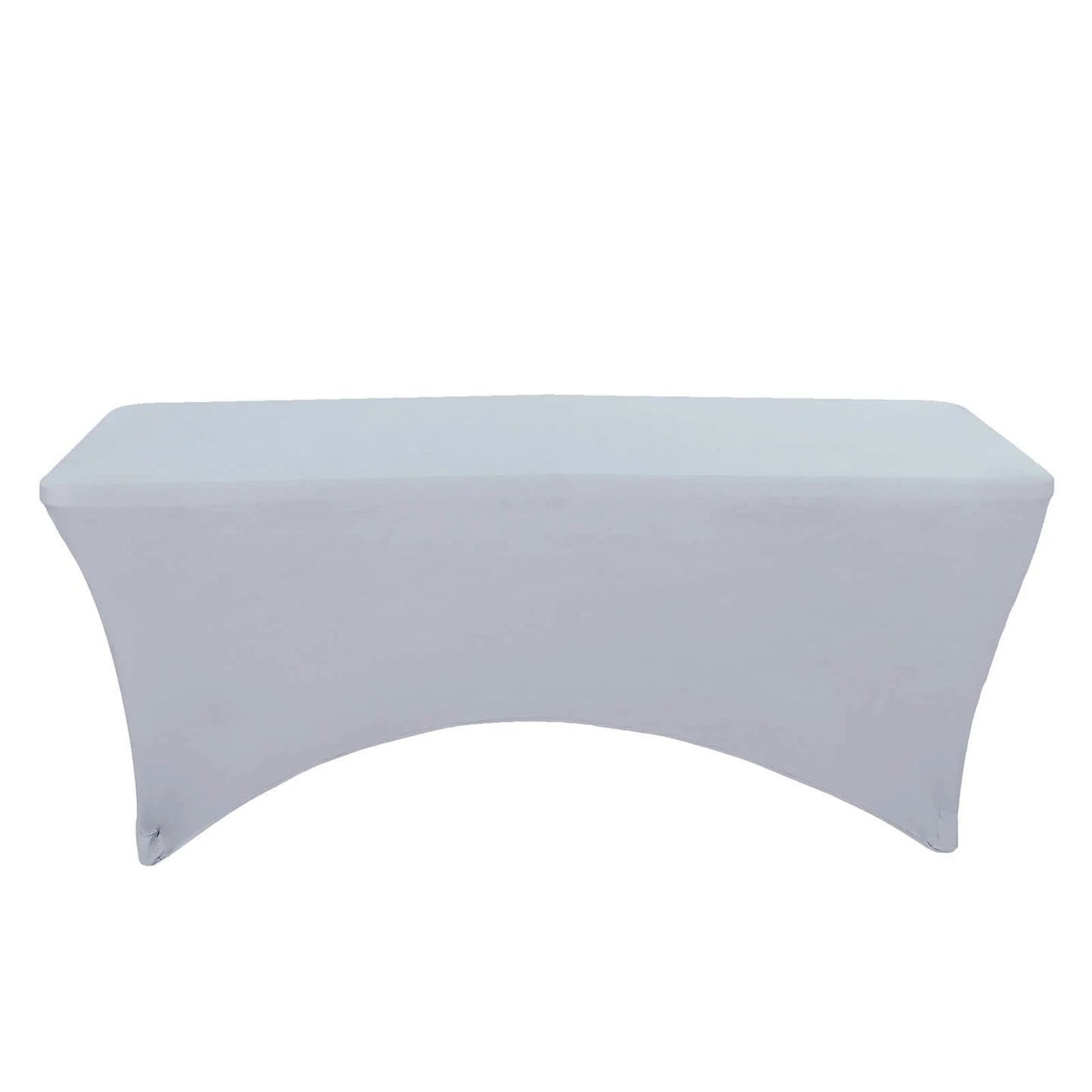 Stretch Spandex 96"x30" Rectangle Table Cover Silver - Durable Form - Fitting Tablecloth - Linen Luxes