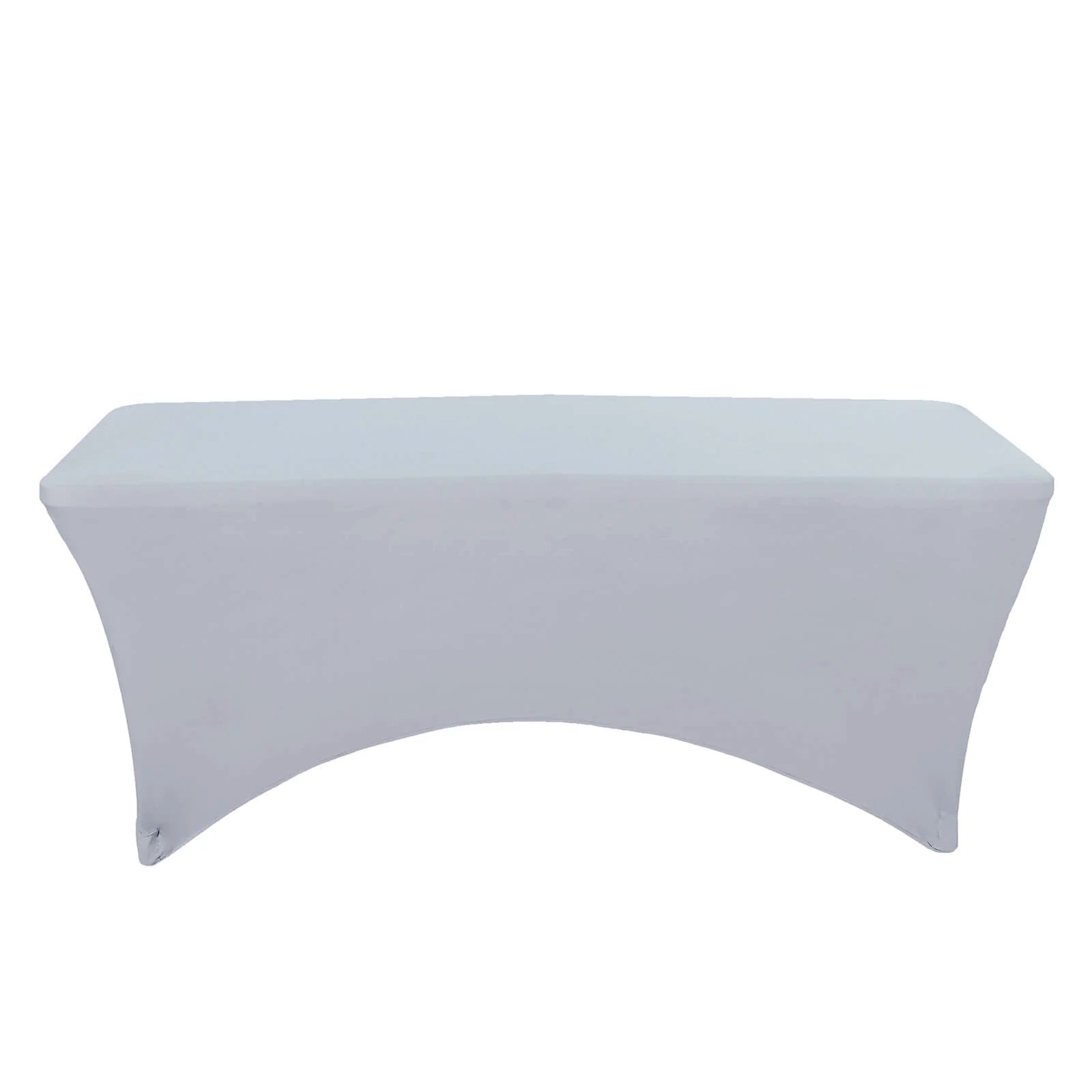 Stretch Spandex 96"x30" Rectangle Table Cover Silver - Durable Form - Fitting Tablecloth - Linen Luxes