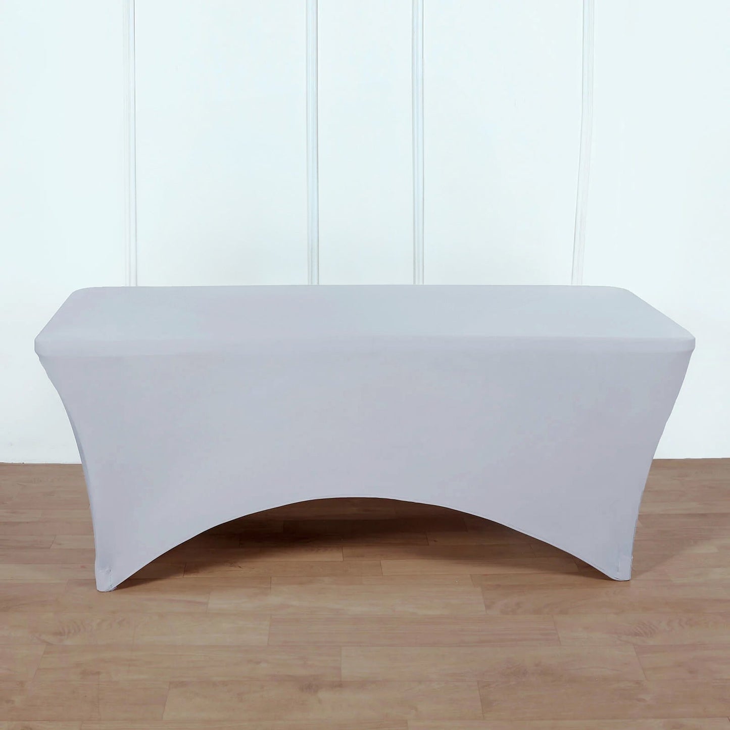 Stretch Spandex 96"x30" Rectangle Table Cover Silver - Durable Form - Fitting Tablecloth - Linen Luxes