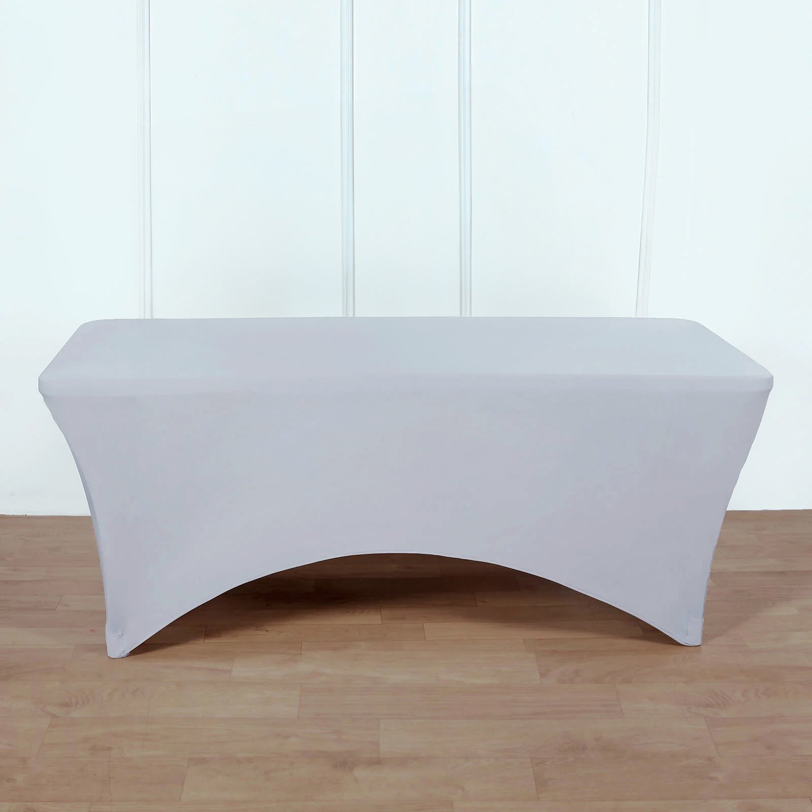 Stretch Spandex 96"x30" Rectangle Table Cover Silver - Durable Form - Fitting Tablecloth - Linen Luxes