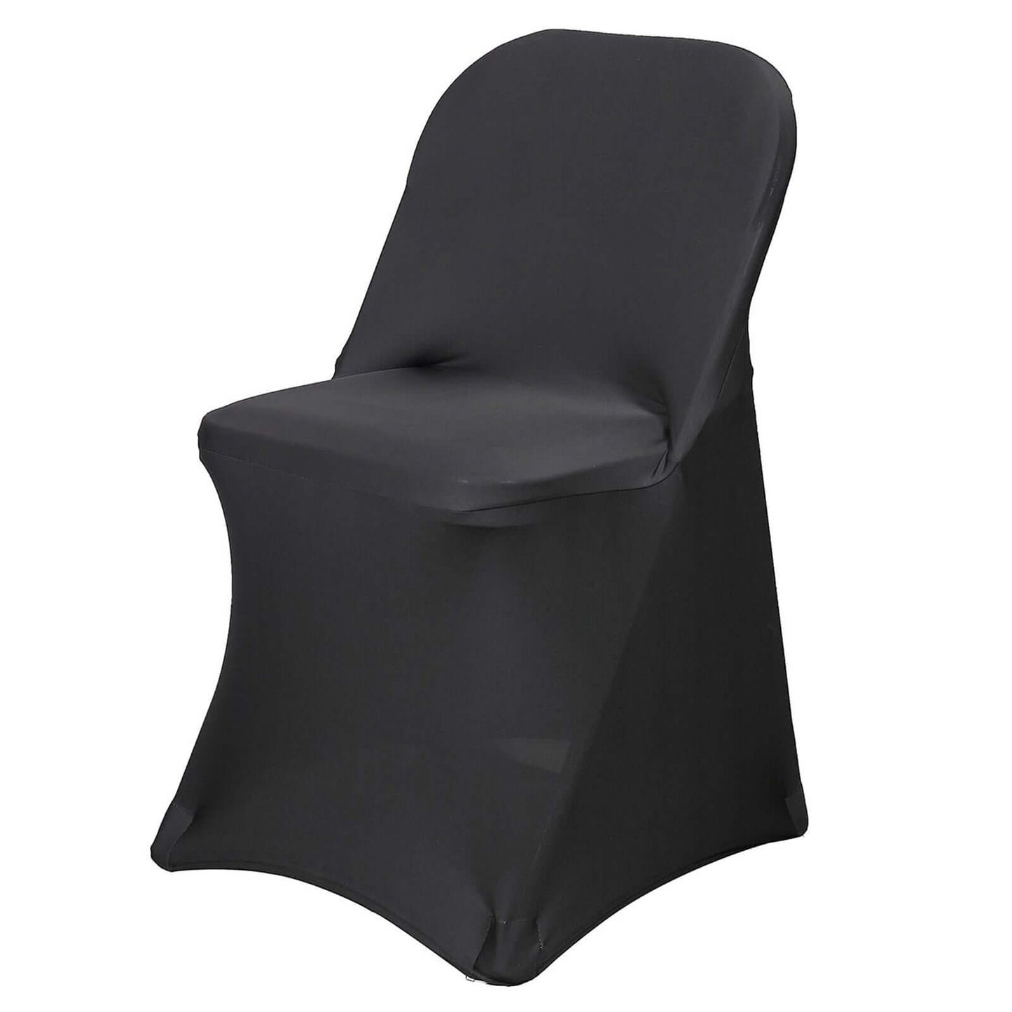 Stretch Spandex Chair Cover Black for Folding Chairs - Reusable & Wrinkle - Resistant 160GSM Fitted Slipcover for a Polished Look - Linen Luxes