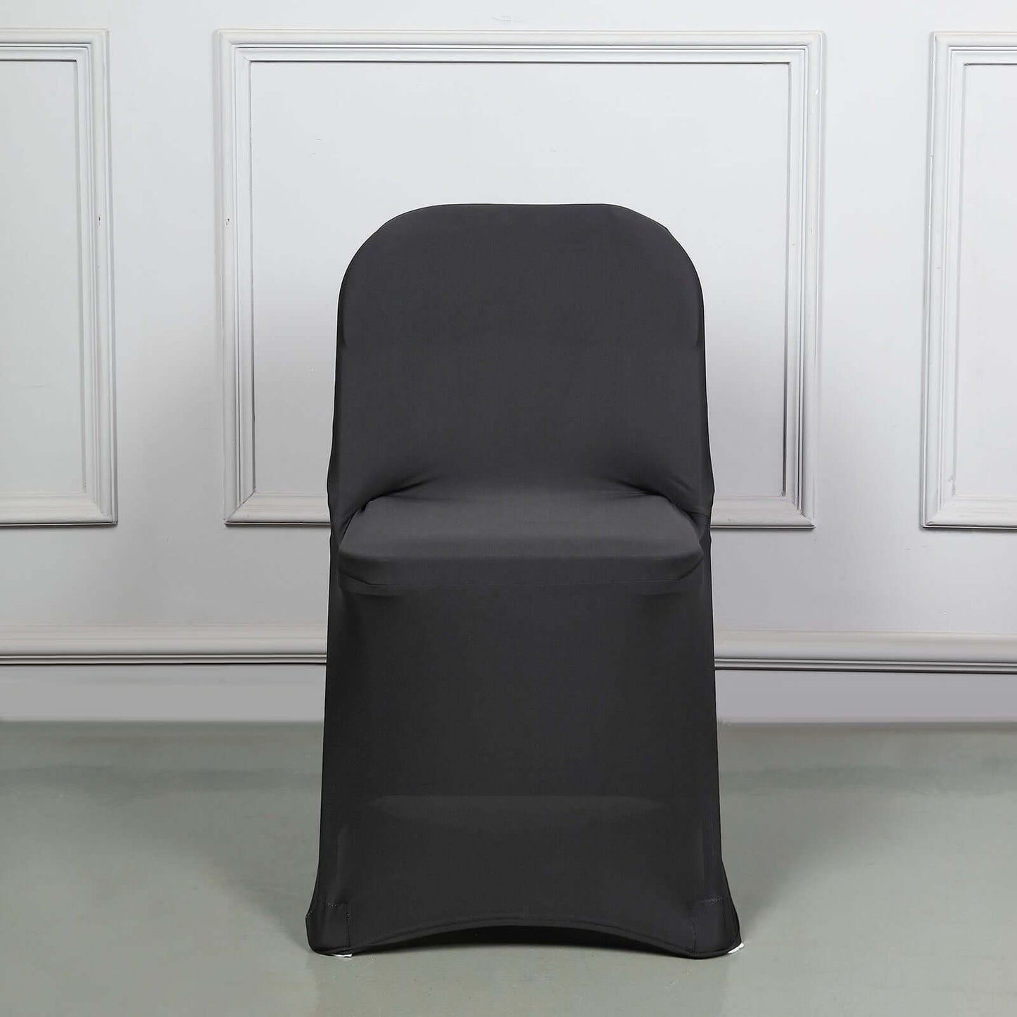 Stretch Spandex Chair Cover Black for Folding Chairs - Reusable & Wrinkle - Resistant 160GSM Fitted Slipcover for a Polished Look - Linen Luxes