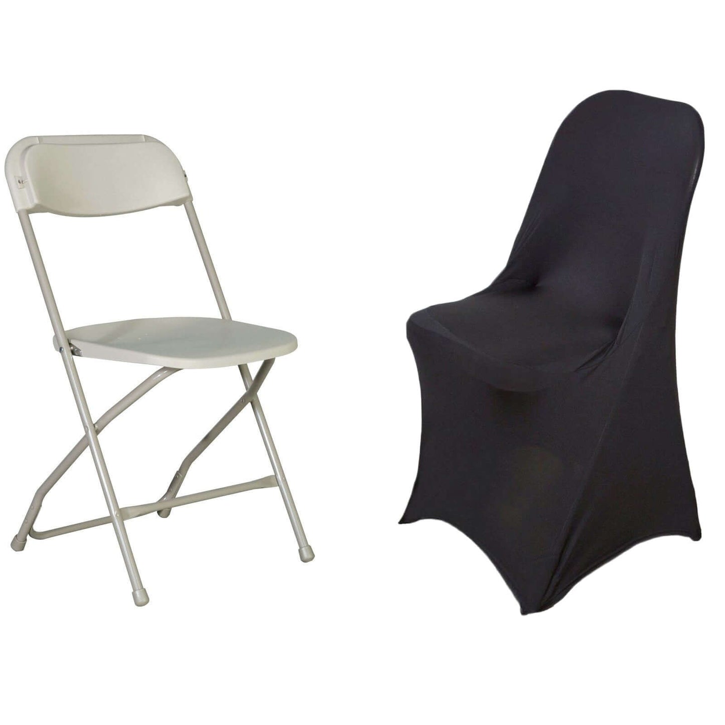 Stretch Spandex Chair Cover Black for Folding Chairs - Reusable & Wrinkle - Resistant 160GSM Fitted Slipcover for a Polished Look - Linen Luxes