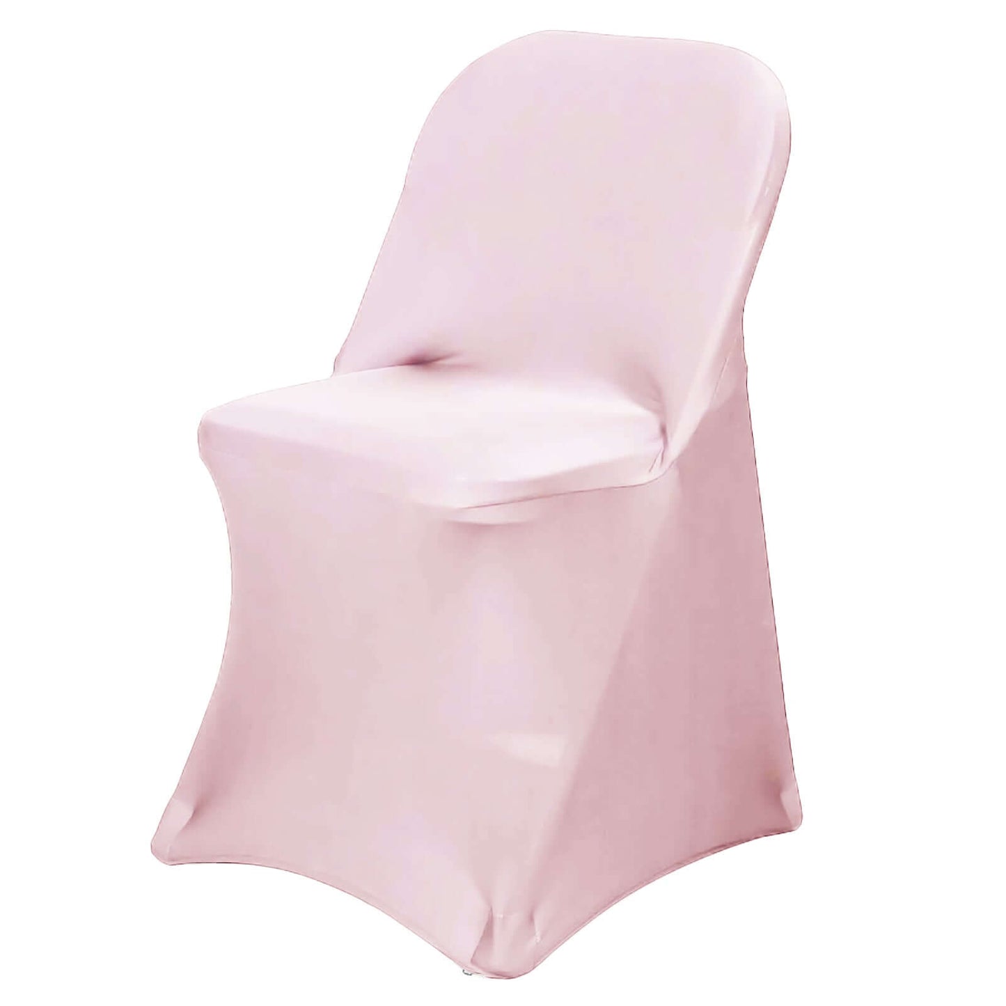 Stretch Spandex Chair Cover Blush for Folding Chairs - Reusable & Wrinkle - Resistant 160GSM Fitted Slipcover - Linen Luxes