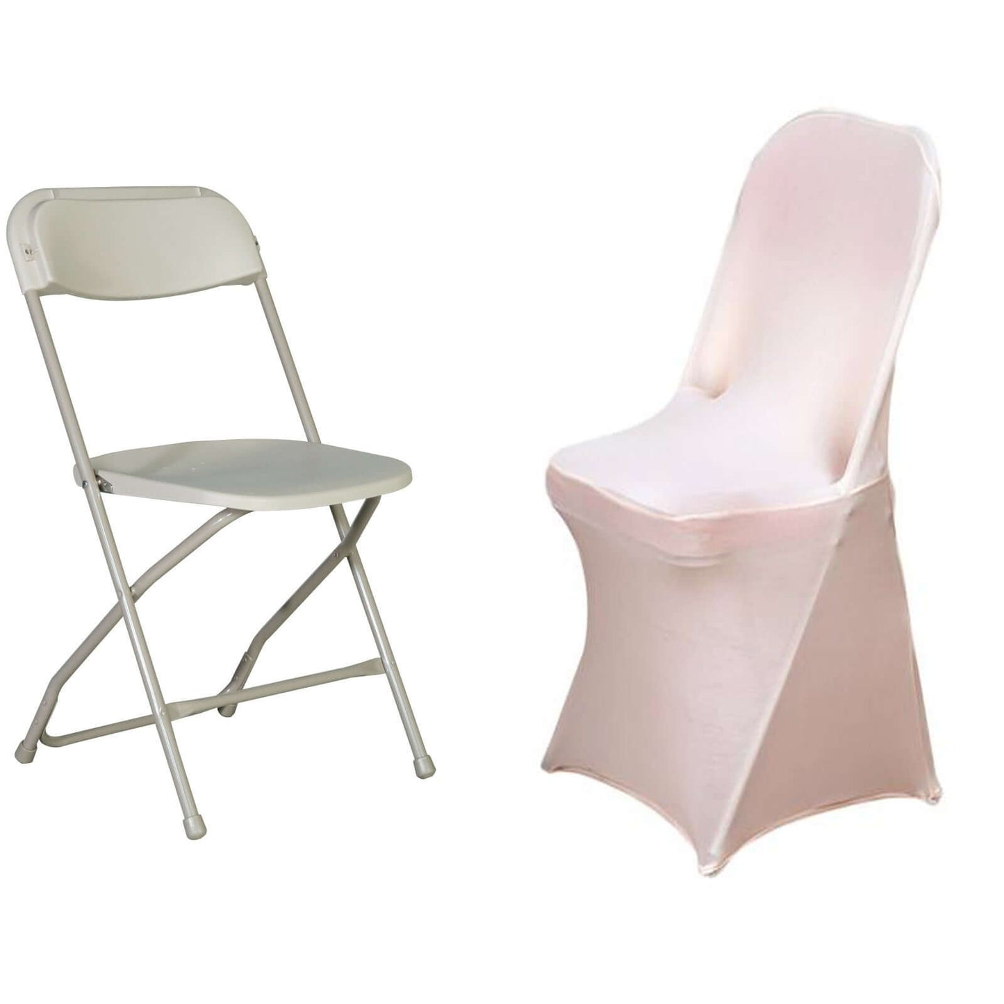 Stretch Spandex Chair Cover Blush for Folding Chairs - Reusable & Wrinkle - Resistant 160GSM Fitted Slipcover - Linen Luxes