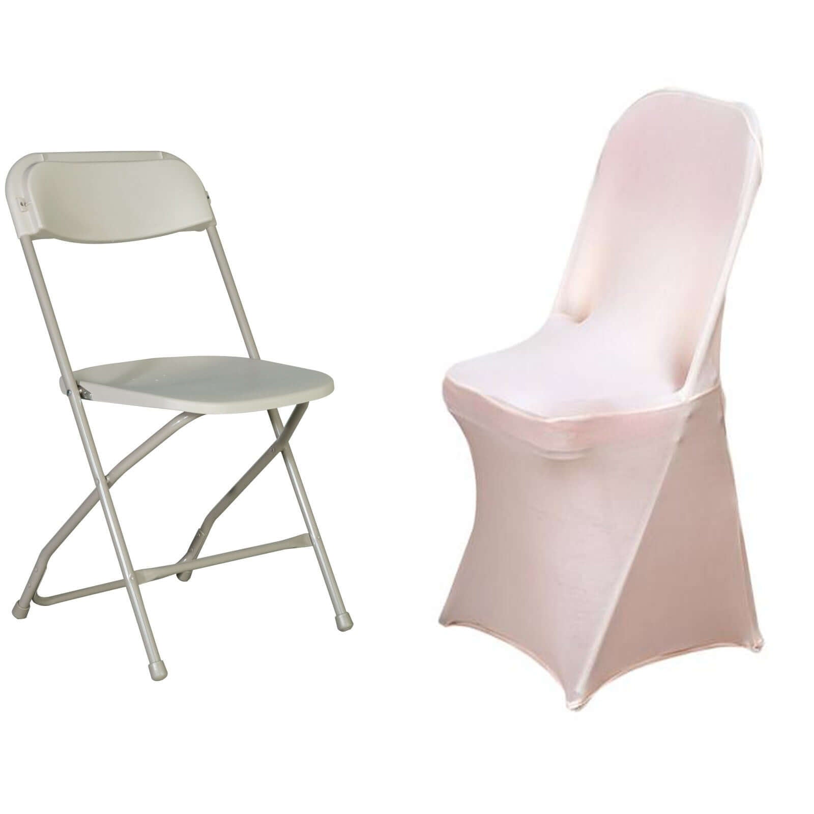 Stretch Spandex Chair Cover Blush for Folding Chairs - Reusable & Wrinkle - Resistant 160GSM Fitted Slipcover - Linen Luxes