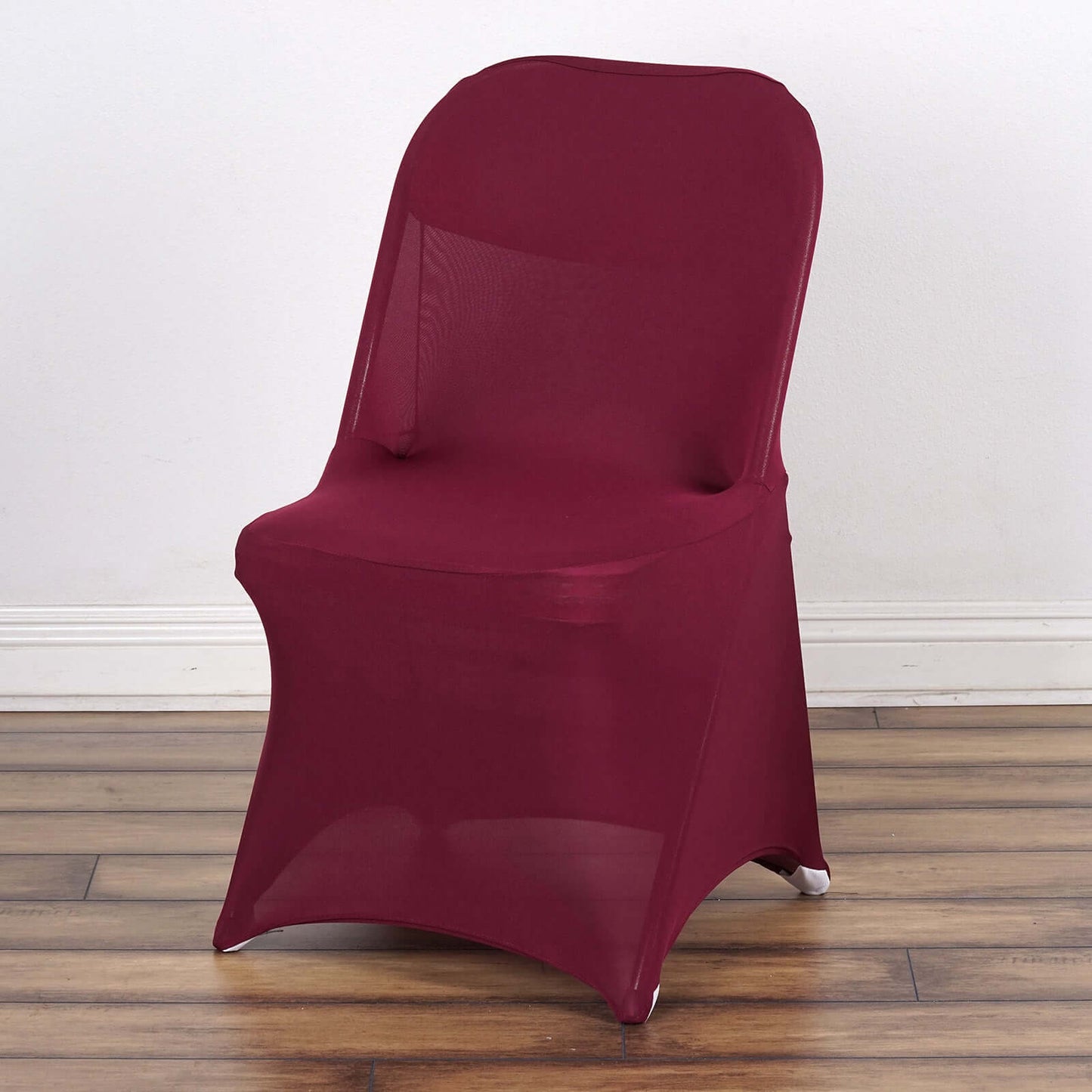Stretch Spandex Chair Cover Burgundy for Folding Chairs - Reusable & Wrinkle - Resistant 160GSM Fitted Slipcover - Linen Luxes