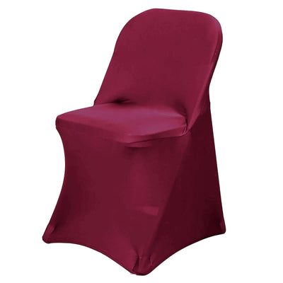 Stretch Spandex Chair Cover Burgundy for Folding Chairs - Reusable & Wrinkle - Resistant 160GSM Fitted Slipcover - Linen Luxes