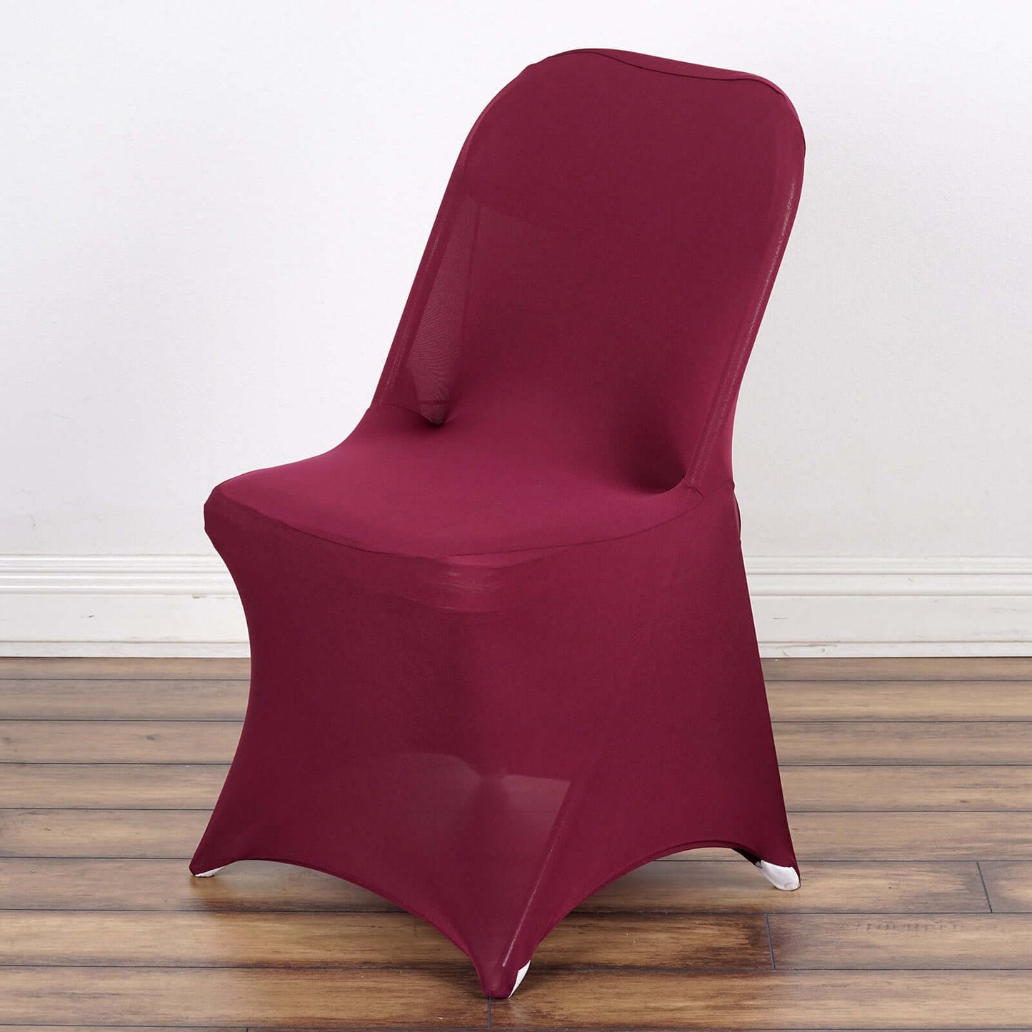 Stretch Spandex Chair Cover Burgundy for Folding Chairs - Reusable & Wrinkle - Resistant 160GSM Fitted Slipcover - Linen Luxes
