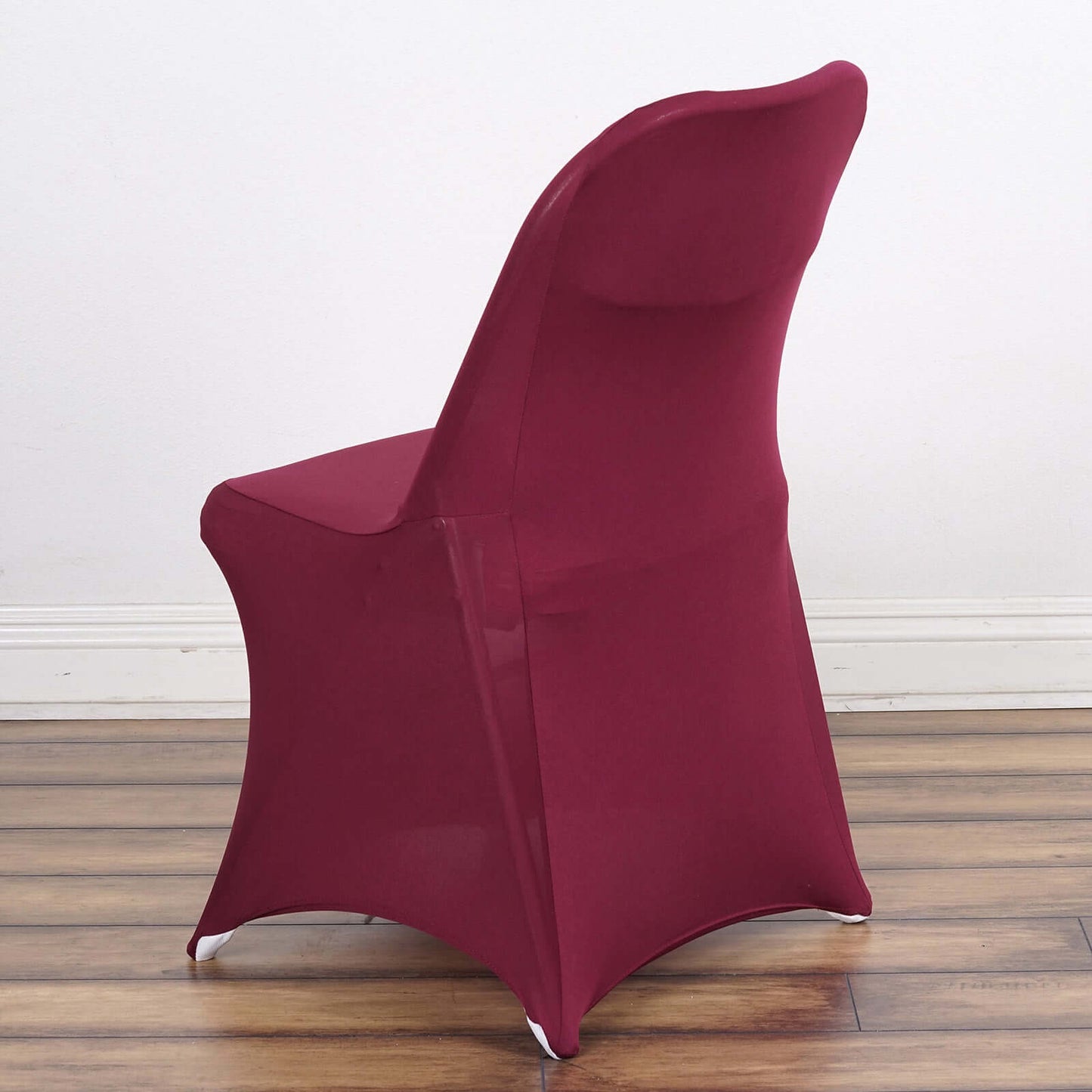 Stretch Spandex Chair Cover Burgundy for Folding Chairs - Reusable & Wrinkle - Resistant 160GSM Fitted Slipcover - Linen Luxes