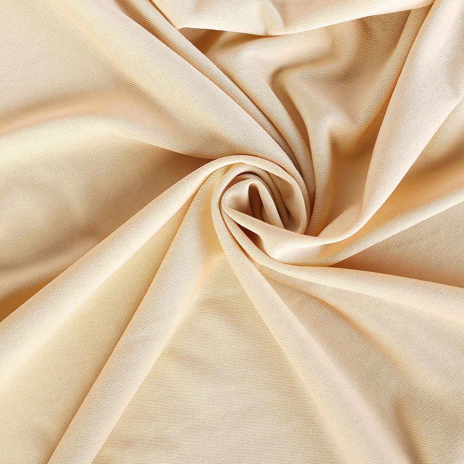 Stretch Spandex Chair Cover Champagne for Folding Chairs - Metallic Shimmer Tinsel Back Design Fitted Slipcover - Linen Luxes