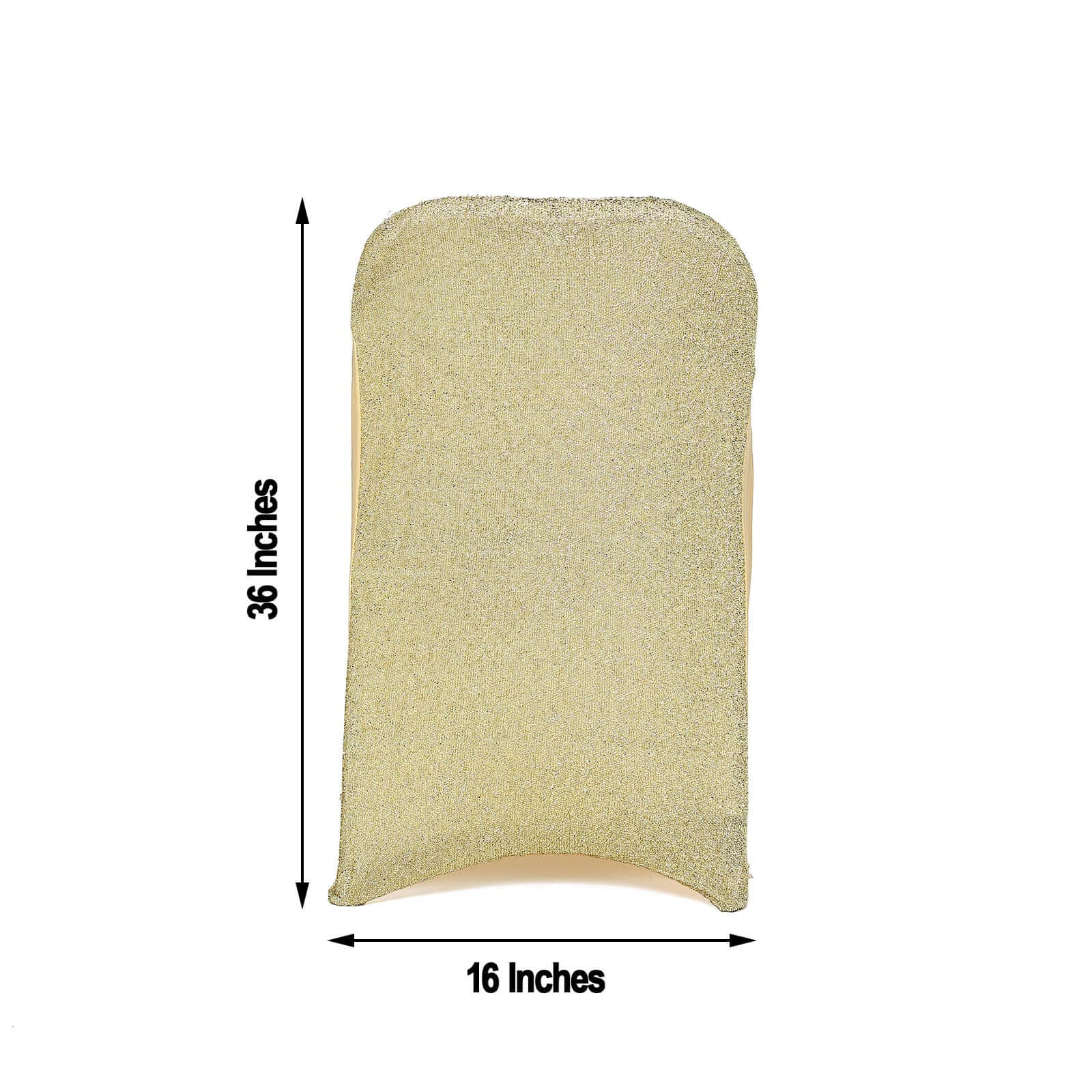 Stretch Spandex Chair Cover Champagne for Folding Chairs - Metallic Shimmer Tinsel Back Design Fitted Slipcover - Linen Luxes