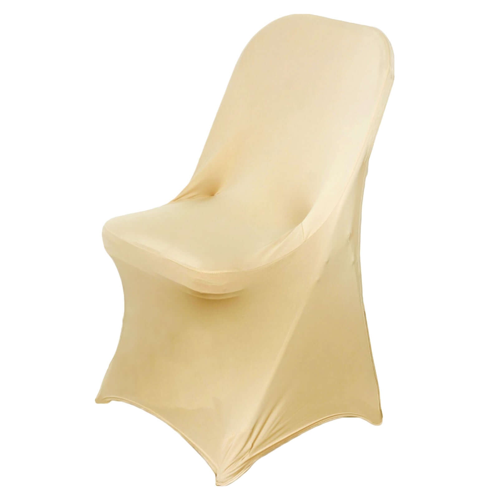 Stretch Spandex Chair Cover Champagne for Folding Chairs - Reusable & Wrinkle - Resistant 160GSM Fitted Slipcover - Linen Luxes