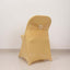 Stretch Spandex Chair Cover Champagne for Folding Chairs - Secure Fit Slipcover with Silver Rhinestone Buckled Sash Band
