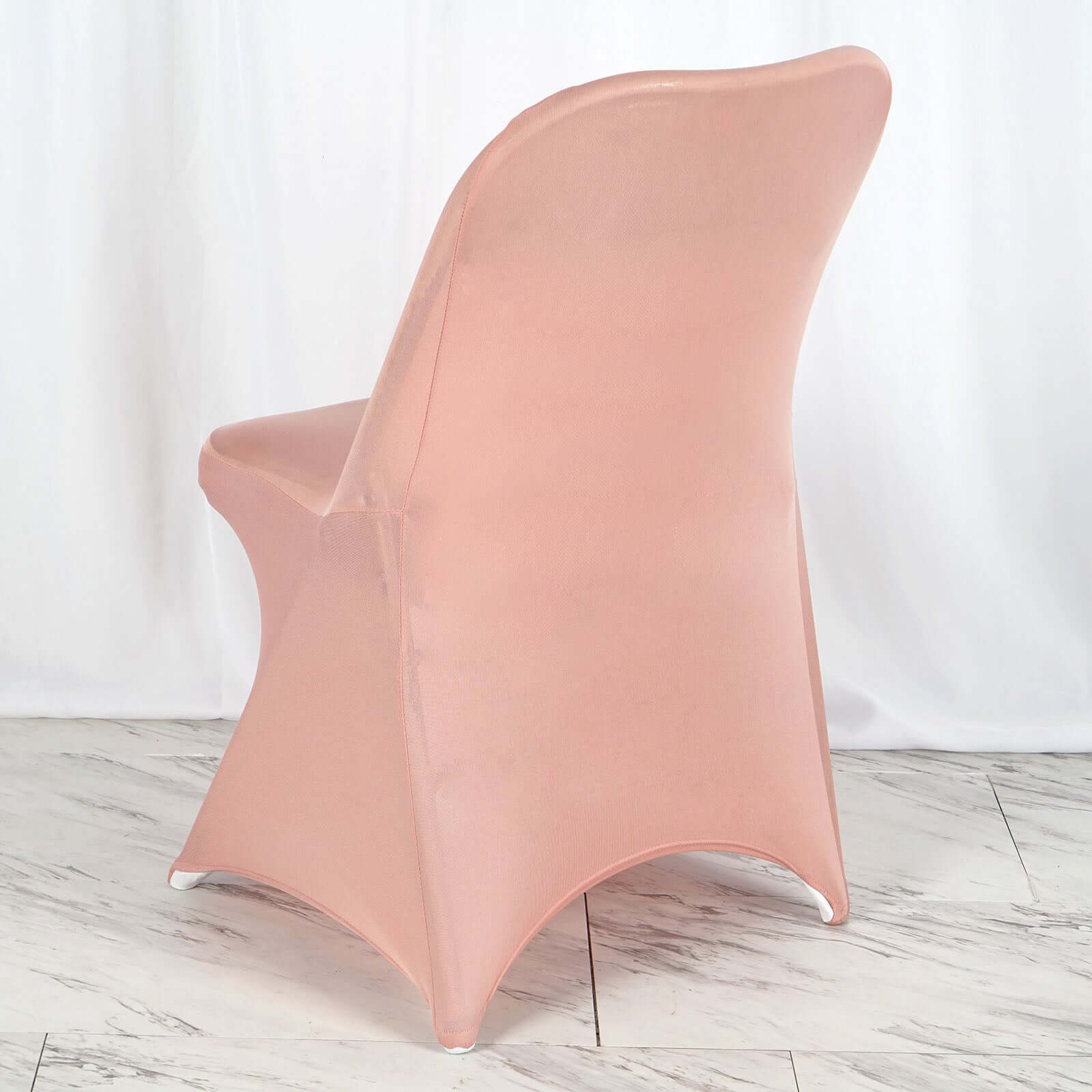 Stretch Spandex Chair Cover Dusty Rose for Folding Chairs - Reusable & Wrinkle - Resistant 160GSM Fitted Slipcover - Linen Luxes