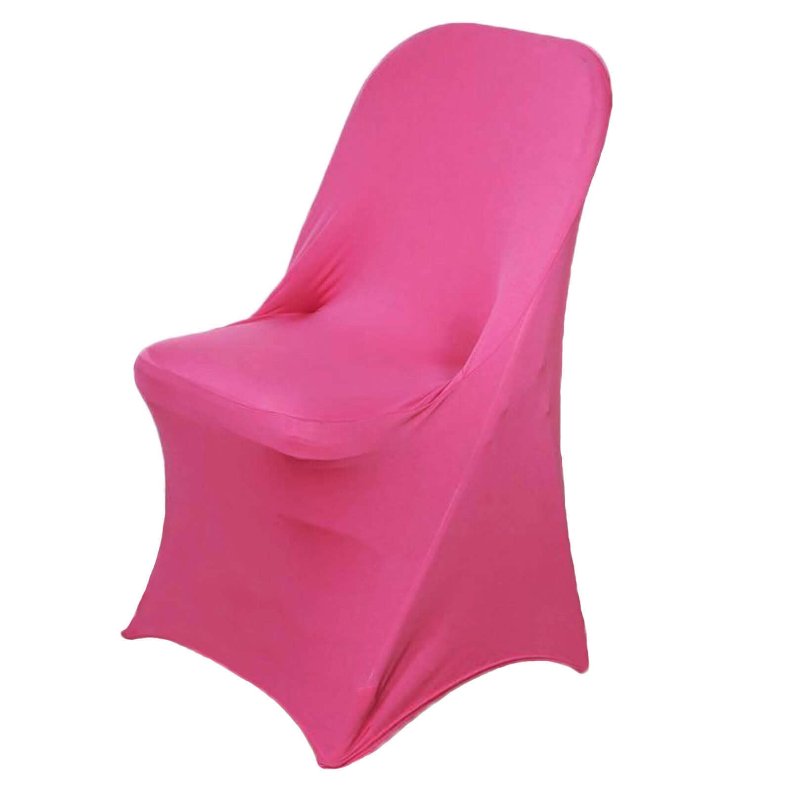 Stretch Spandex Chair Cover Fuchsia for Folding Chairs - Reusable & Wrinkle - Resistant 160GSM Fitted Slipcover - Linen Luxes
