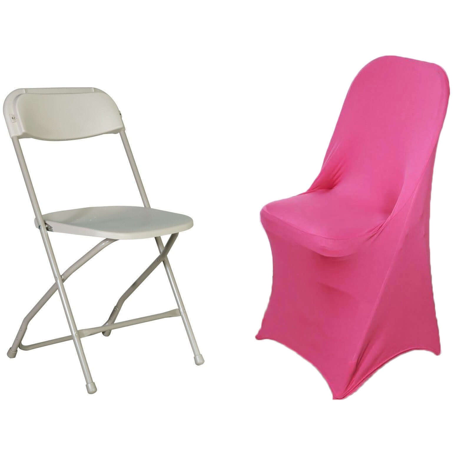Stretch Spandex Chair Cover Fuchsia for Folding Chairs - Reusable & Wrinkle - Resistant 160GSM Fitted Slipcover - Linen Luxes