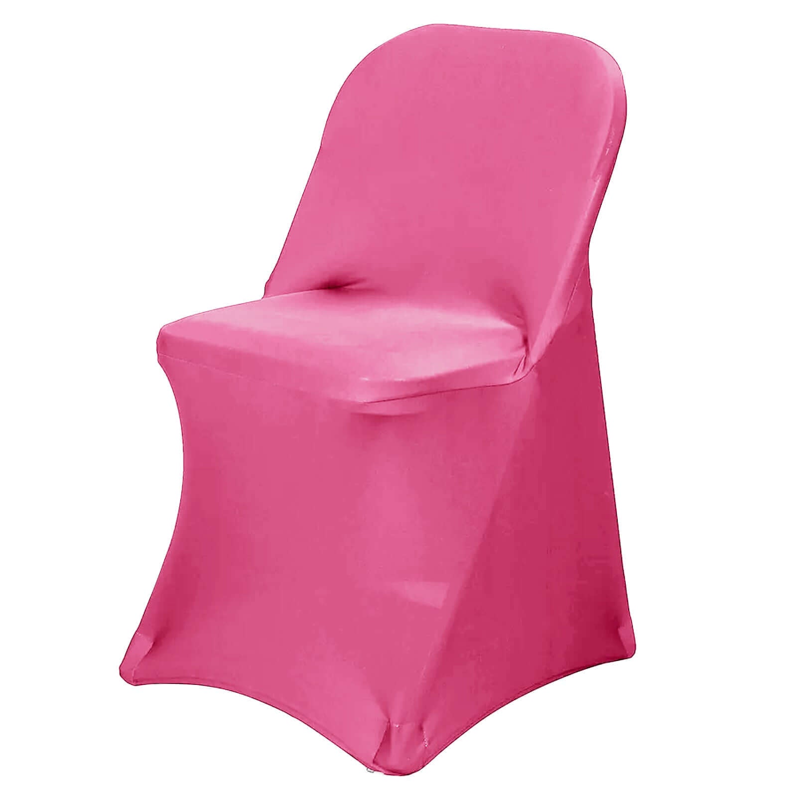 Stretch Spandex Chair Cover Fuchsia for Folding Chairs - Reusable & Wrinkle - Resistant 160GSM Fitted Slipcover - Linen Luxes