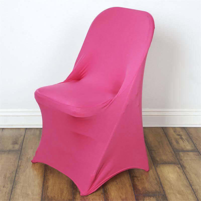Stretch Spandex Chair Cover Fuchsia for Folding Chairs - Reusable & Wrinkle - Resistant 160GSM Fitted Slipcover - Linen Luxes