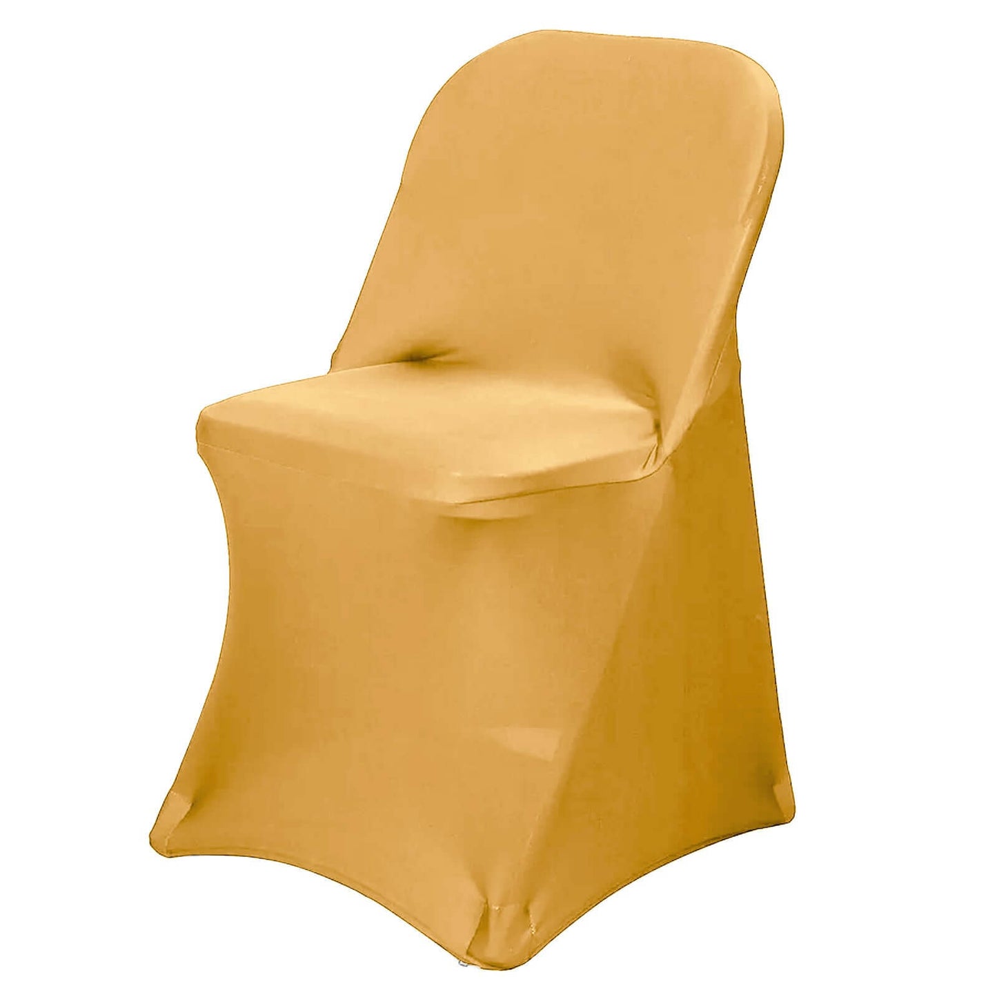 Stretch Spandex Chair Cover Gold for Folding Chairs - Reusable & Wrinkle - Resistant 160GSM Fitted Slipcover for a Polished Look - Linen Luxes