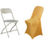 Stretch Spandex Chair Cover Gold for Folding Chairs - Reusable & Wrinkle - Resistant 160GSM Fitted Slipcover for a Polished Look - Linen Luxes