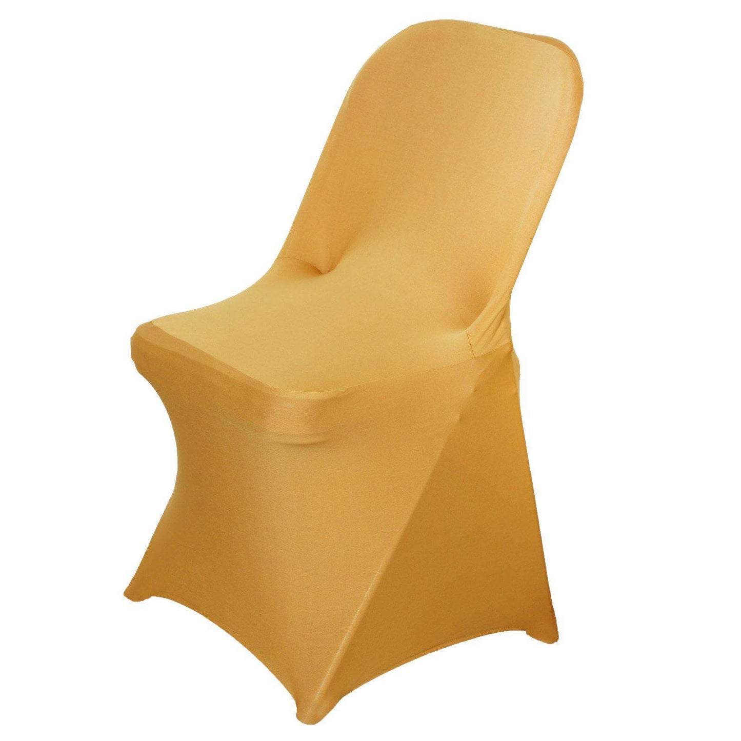 Stretch Spandex Chair Cover Gold for Folding Chairs - Reusable & Wrinkle - Resistant 160GSM Fitted Slipcover for a Polished Look - Linen Luxes