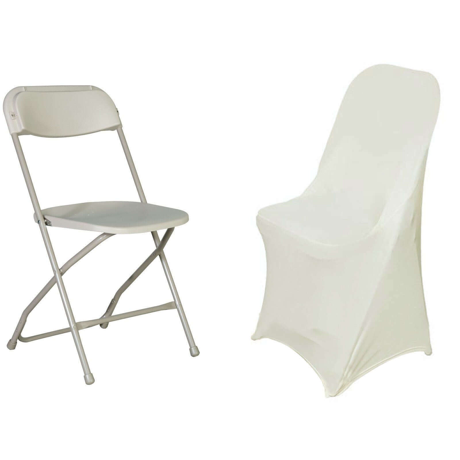 Stretch Spandex Chair Cover Ivory for Folding Chairs - Reusable & Wrinkle - Resistant 160GSM Fitted Slipcover - Linen Luxes