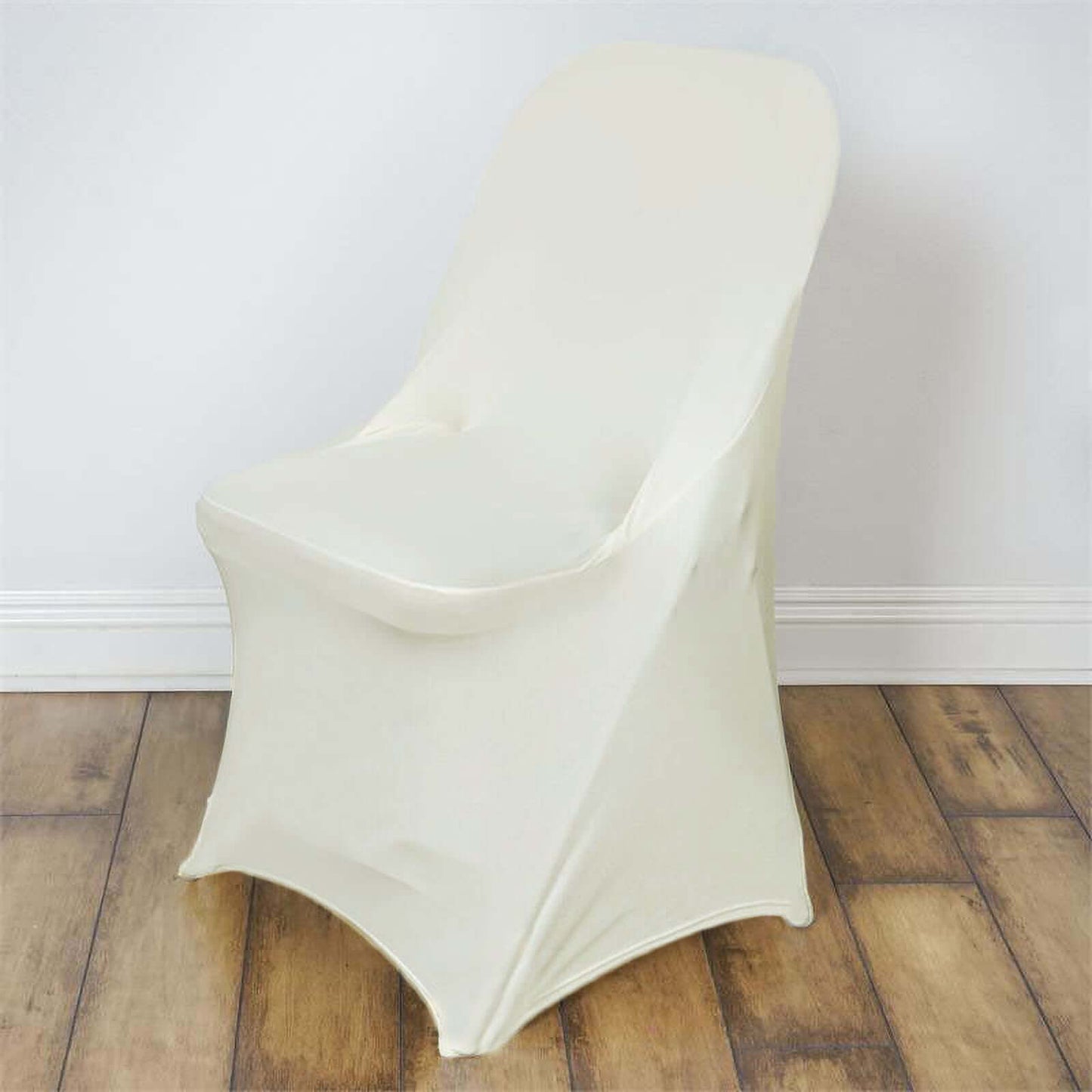 Stretch Spandex Chair Cover Ivory for Folding Chairs - Reusable & Wrinkle - Resistant 160GSM Fitted Slipcover - Linen Luxes