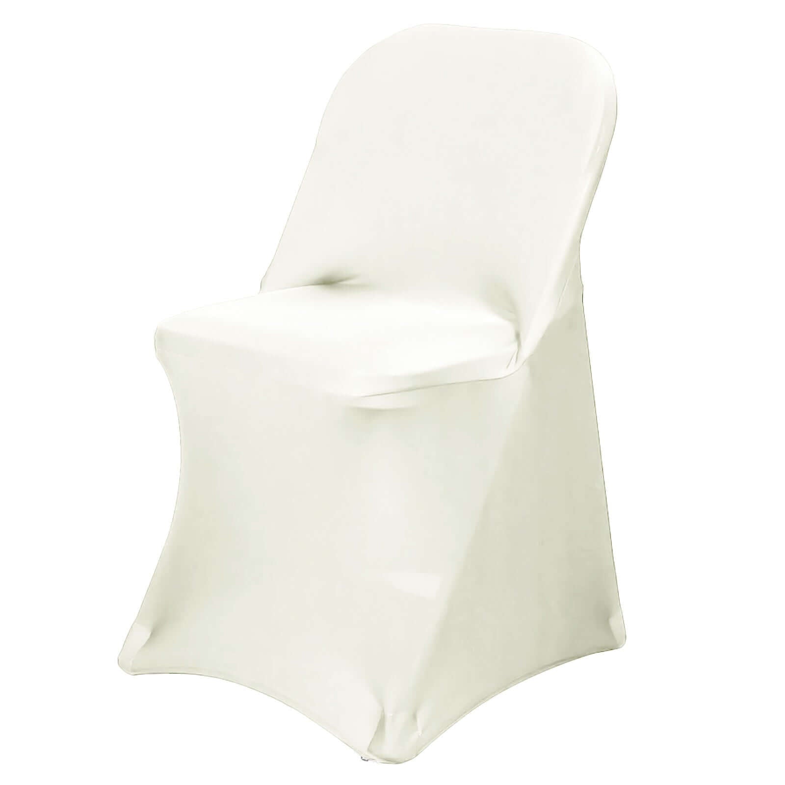 Stretch Spandex Chair Cover Ivory for Folding Chairs - Reusable & Wrinkle - Resistant 160GSM Fitted Slipcover - Linen Luxes