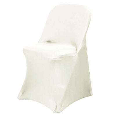 Stretch Spandex Chair Cover Ivory for Folding Chairs - Reusable & Wrinkle - Resistant 160GSM Fitted Slipcover - Linen Luxes