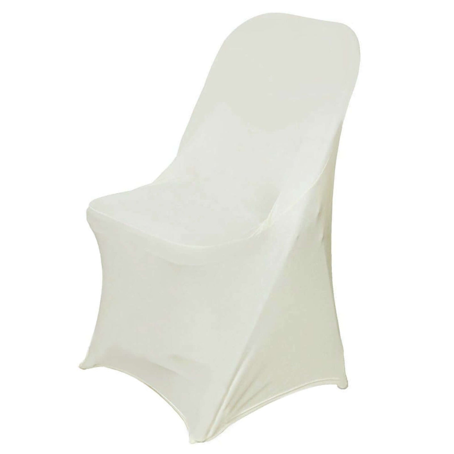 Stretch Spandex Chair Cover Ivory for Folding Chairs - Reusable & Wrinkle - Resistant 160GSM Fitted Slipcover - Linen Luxes