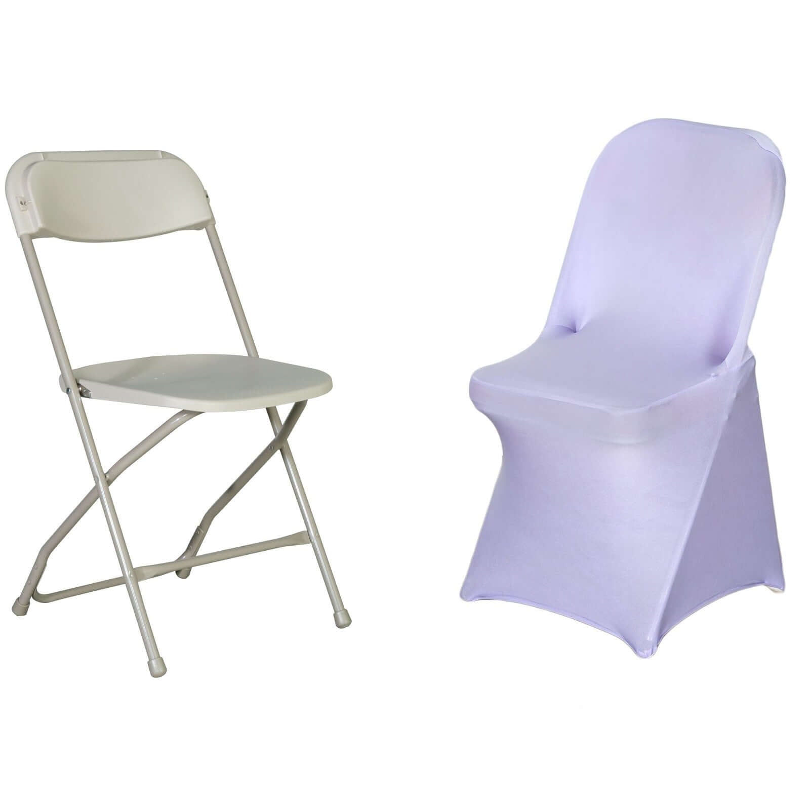 Stretch Spandex Chair Cover Lavender Lilac for Folding Chairs - Reusable & Wrinkle - Resistant 160GSM Fitted Slipcover - Linen Luxes