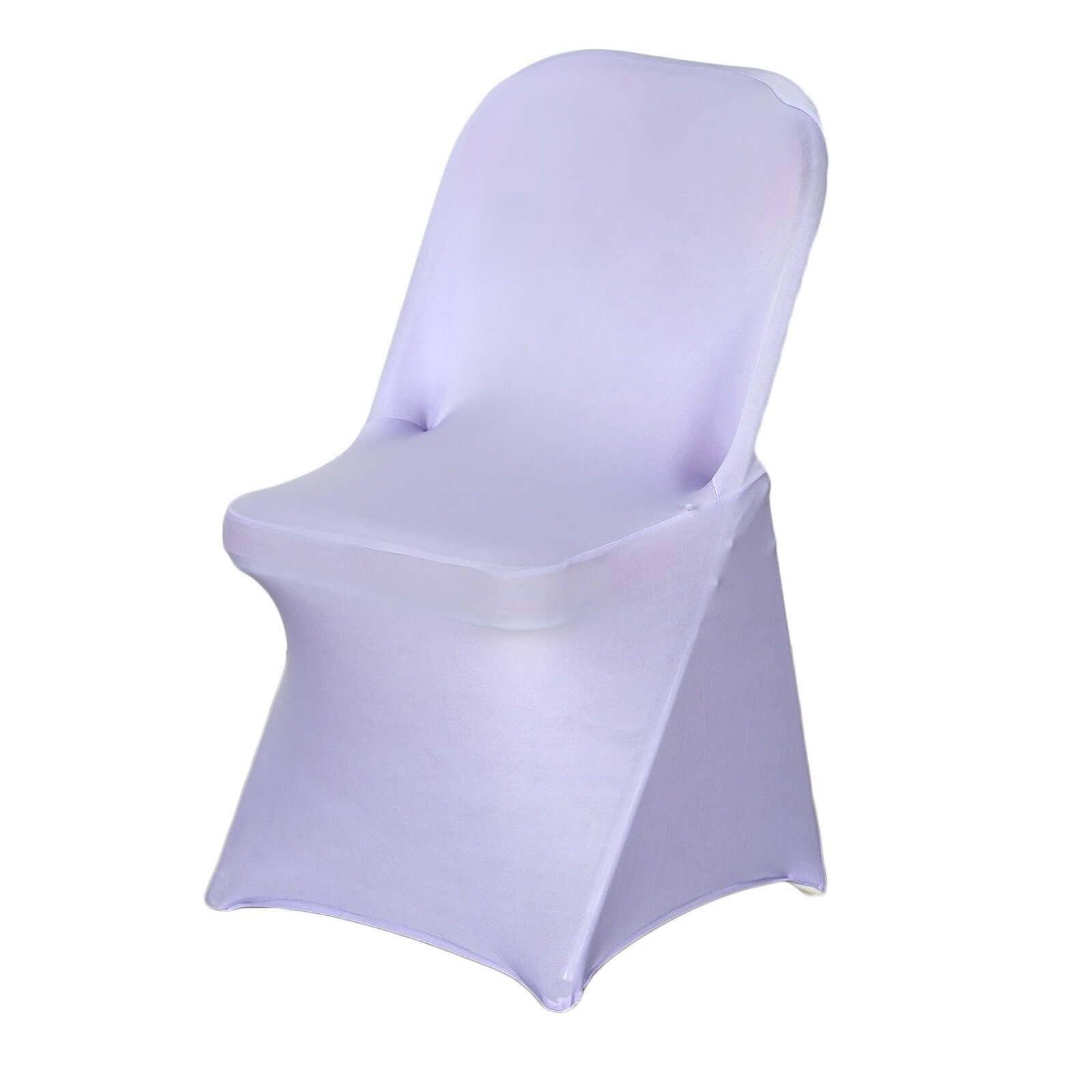 Stretch Spandex Chair Cover Lavender Lilac for Folding Chairs - Reusable & Wrinkle - Resistant 160GSM Fitted Slipcover - Linen Luxes