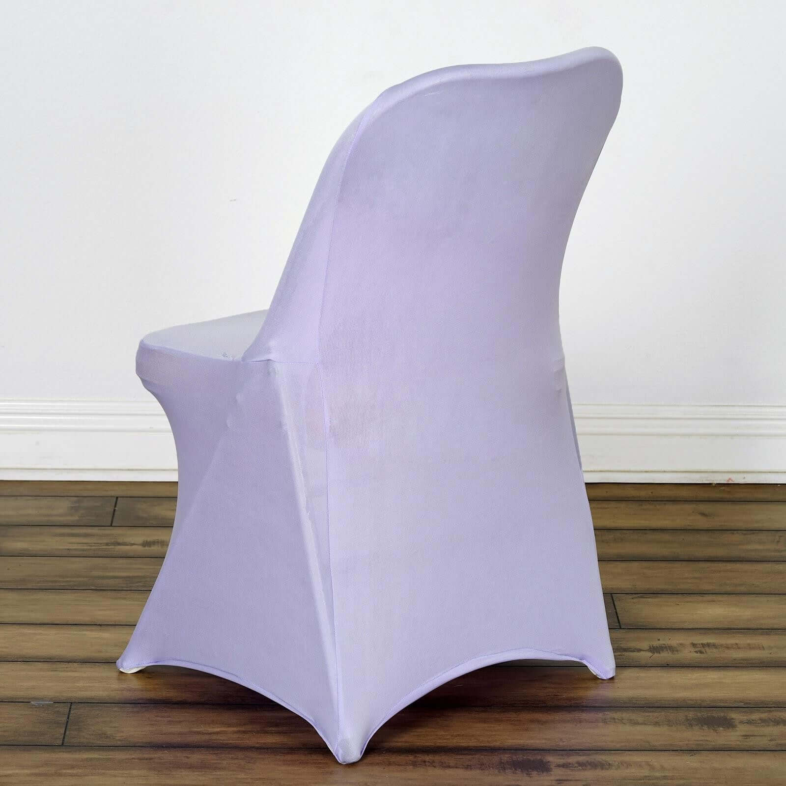 Stretch Spandex Chair Cover Lavender Lilac for Folding Chairs - Reusable & Wrinkle - Resistant 160GSM Fitted Slipcover - Linen Luxes
