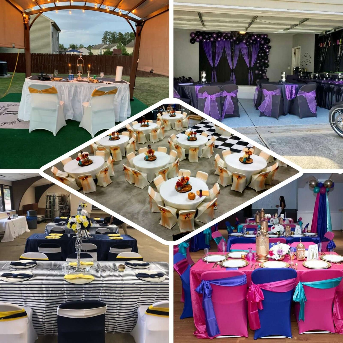 Stretch Spandex Chair Cover Lavender Lilac for Folding Chairs - Reusable & Wrinkle - Resistant 160GSM Fitted Slipcover - Linen Luxes