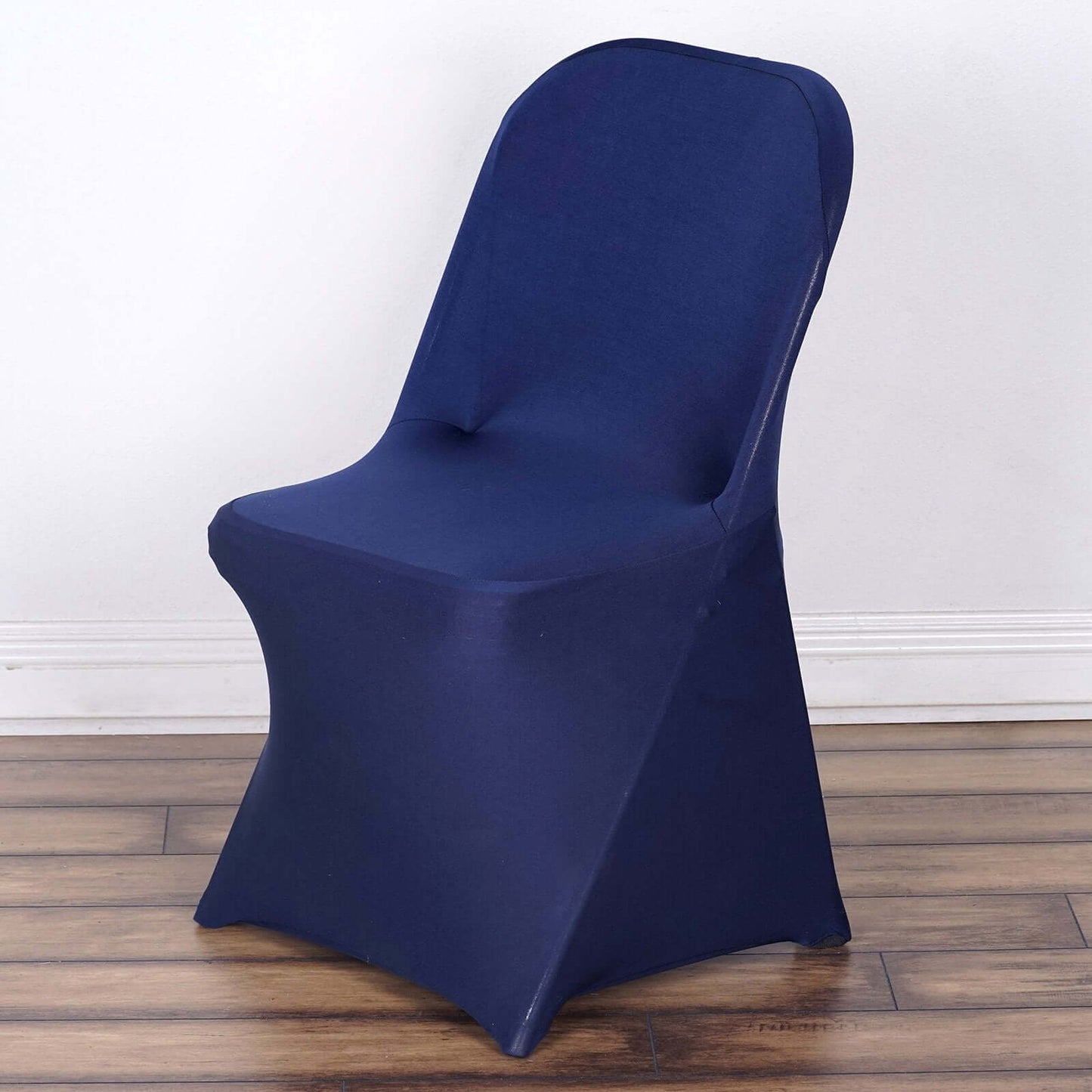 Stretch Spandex Chair Cover Navy Blue for Folding Chairs - Reusable & Wrinkle - Resistant 160GSM Fitted Slipcover - Linen Luxes