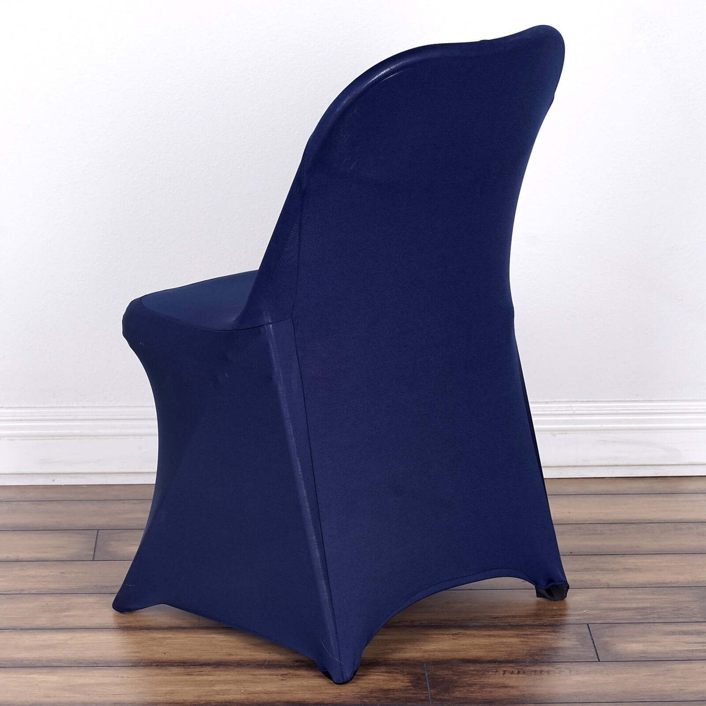 Stretch Spandex Chair Cover Navy Blue for Folding Chairs - Reusable & Wrinkle - Resistant 160GSM Fitted Slipcover - Linen Luxes