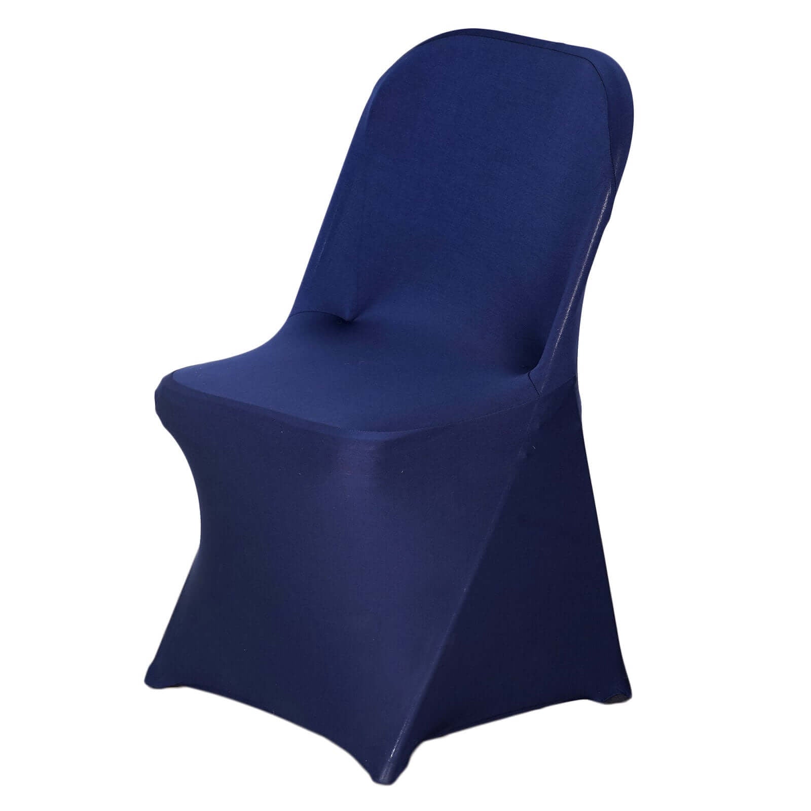 Stretch Spandex Chair Cover Navy Blue for Folding Chairs - Reusable & Wrinkle - Resistant 160GSM Fitted Slipcover - Linen Luxes
