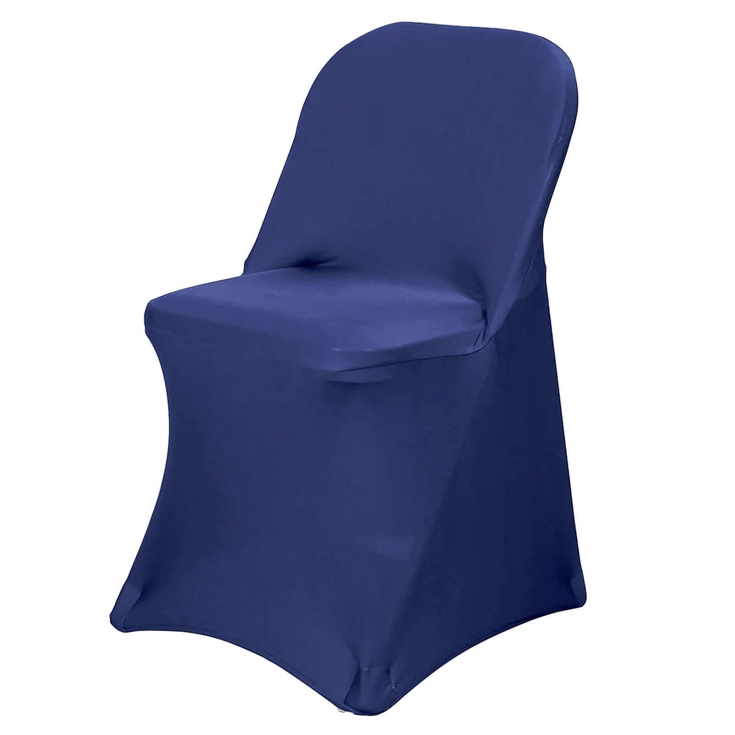 Stretch Spandex Chair Cover Navy Blue for Folding Chairs - Reusable & Wrinkle - Resistant 160GSM Fitted Slipcover - Linen Luxes