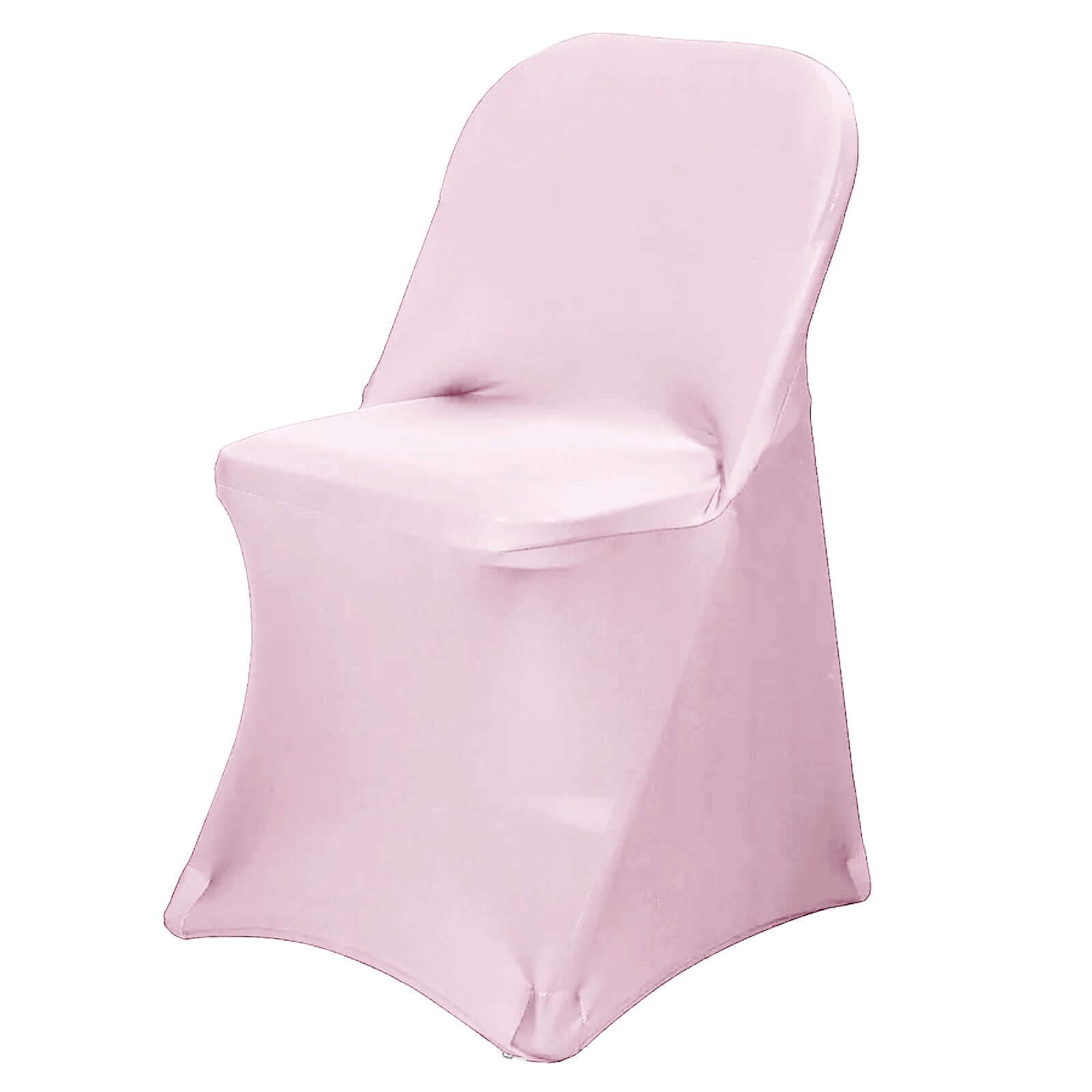 Stretch Spandex Chair Cover Pink for Folding Chairs - Reusable & Wrinkle - Resistant 160GSM Fitted Slipcover - Linen Luxes