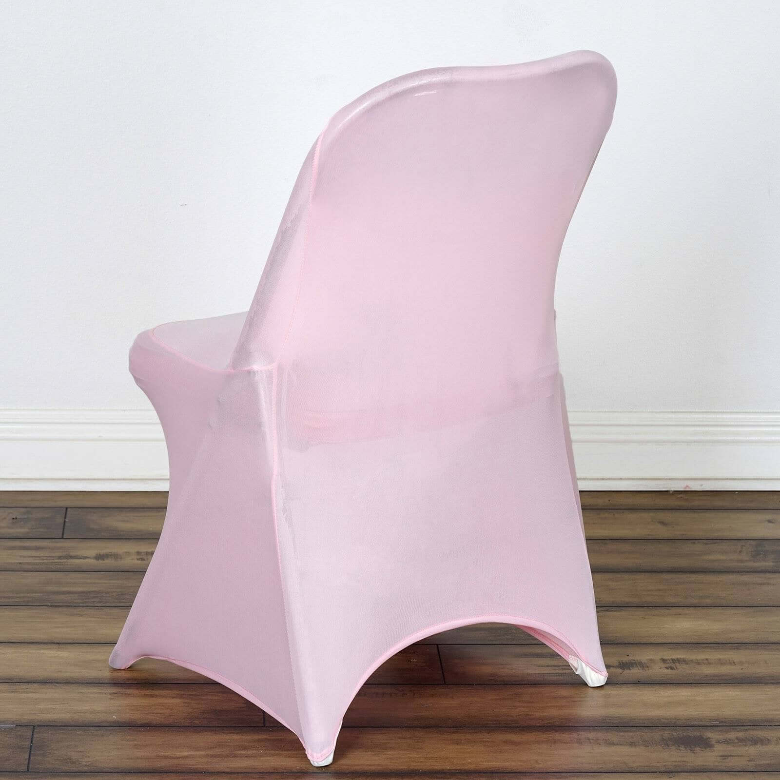 Stretch Spandex Chair Cover Pink for Folding Chairs - Reusable & Wrinkle - Resistant 160GSM Fitted Slipcover - Linen Luxes