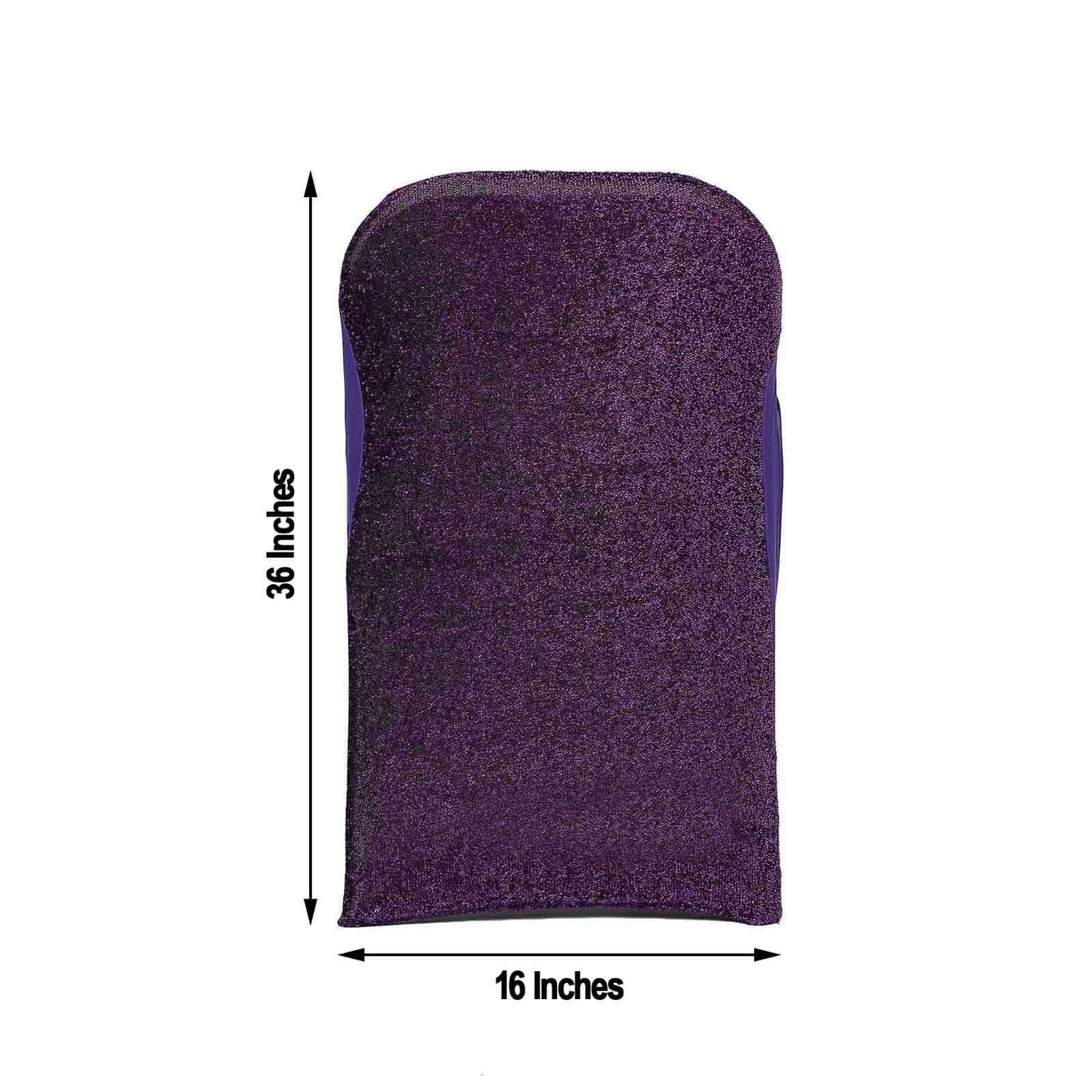Stretch Spandex Chair Cover Purple for Folding Chairs - Metallic Shimmer Tinsel Back Design Fitted Slipcover - Linen Luxes
