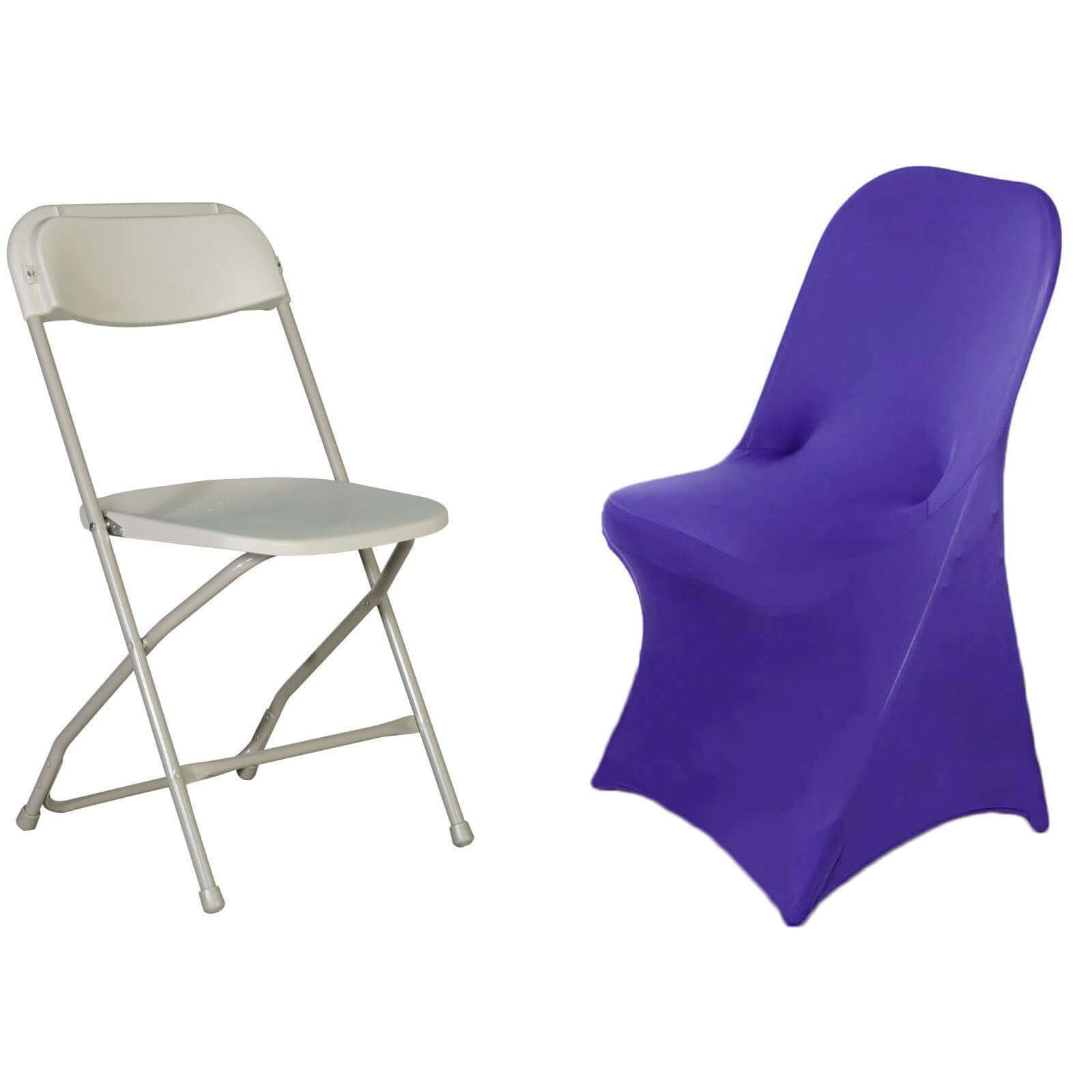 Stretch Spandex Chair Cover Purple for Folding Chairs - Reusable & Wrinkle - Resistant 160GSM Fitted Slipcover - Linen Luxes