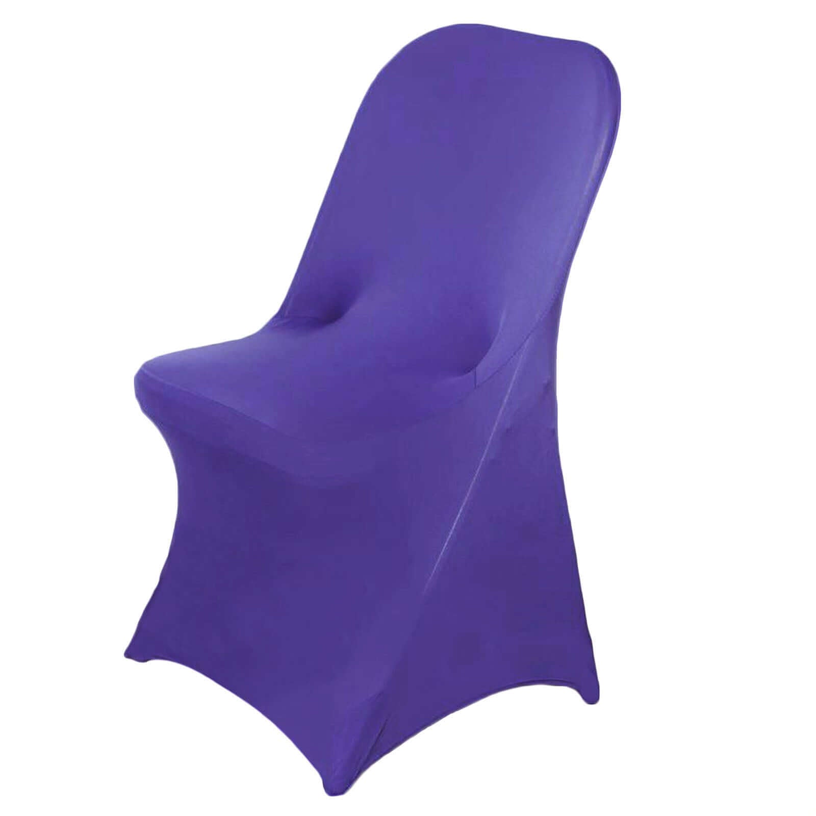 Stretch Spandex Chair Cover Purple for Folding Chairs - Reusable & Wrinkle - Resistant 160GSM Fitted Slipcover - Linen Luxes