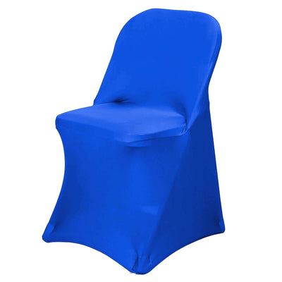 Stretch Spandex Chair Cover Royal Blue for Folding Chairs - Reusable & Wrinkle - Resistant 160GSM Fitted Slipcover - Linen Luxes