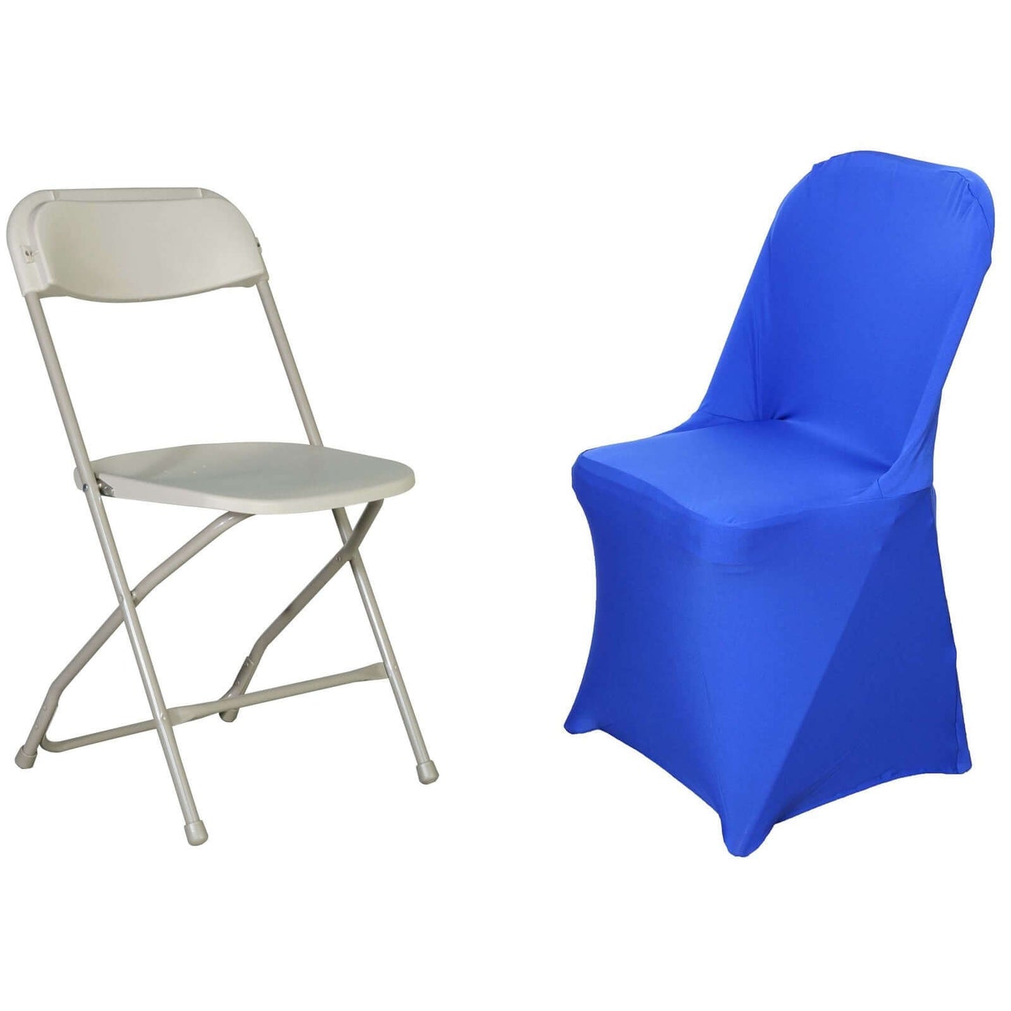 Stretch Spandex Chair Cover Royal Blue for Folding Chairs - Reusable & Wrinkle - Resistant 160GSM Fitted Slipcover - Linen Luxes