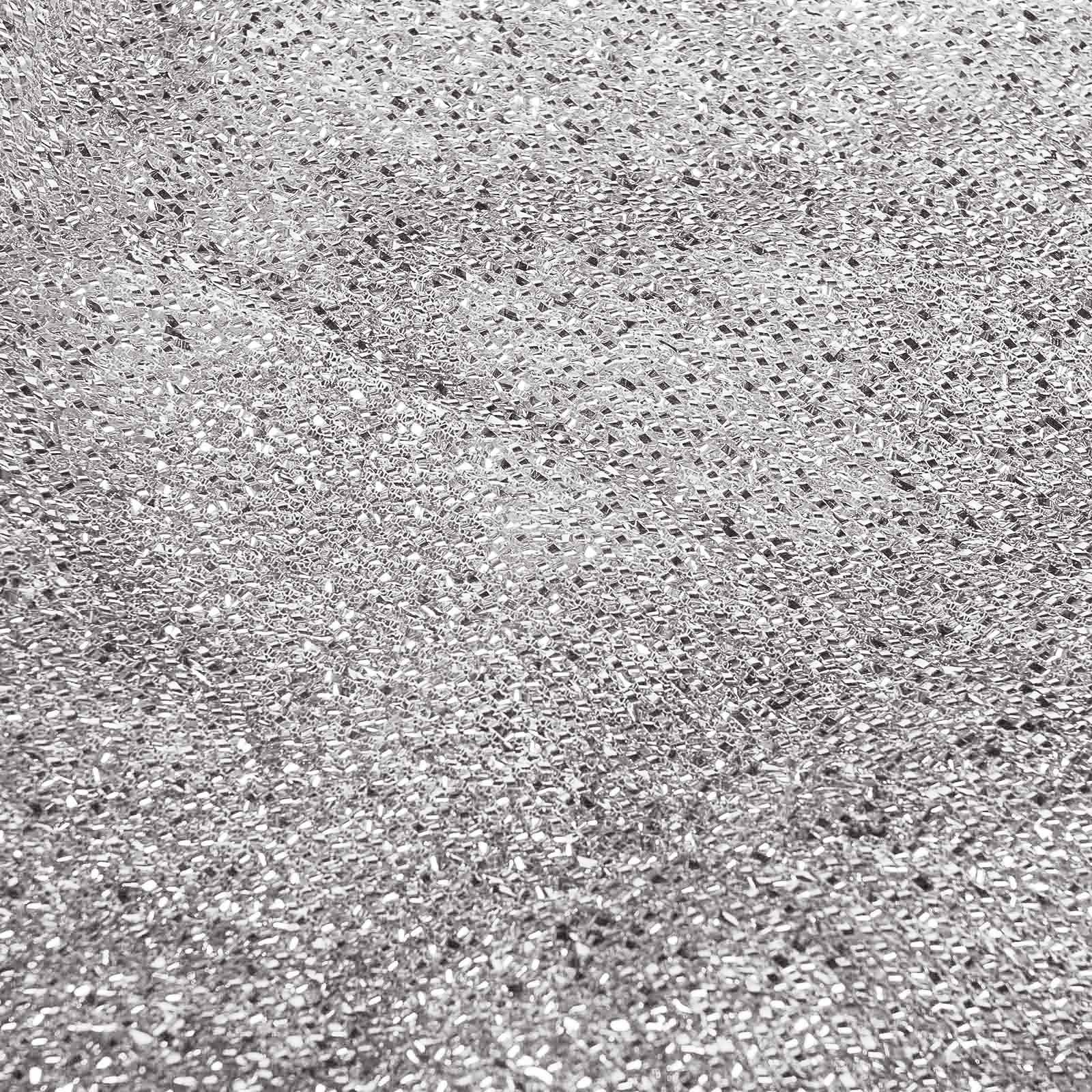 Stretch Spandex Chair Cover Silver for Folding Chairs - Metallic Shimmer Tinsel Back Design Fitted Slipcover - Linen Luxes